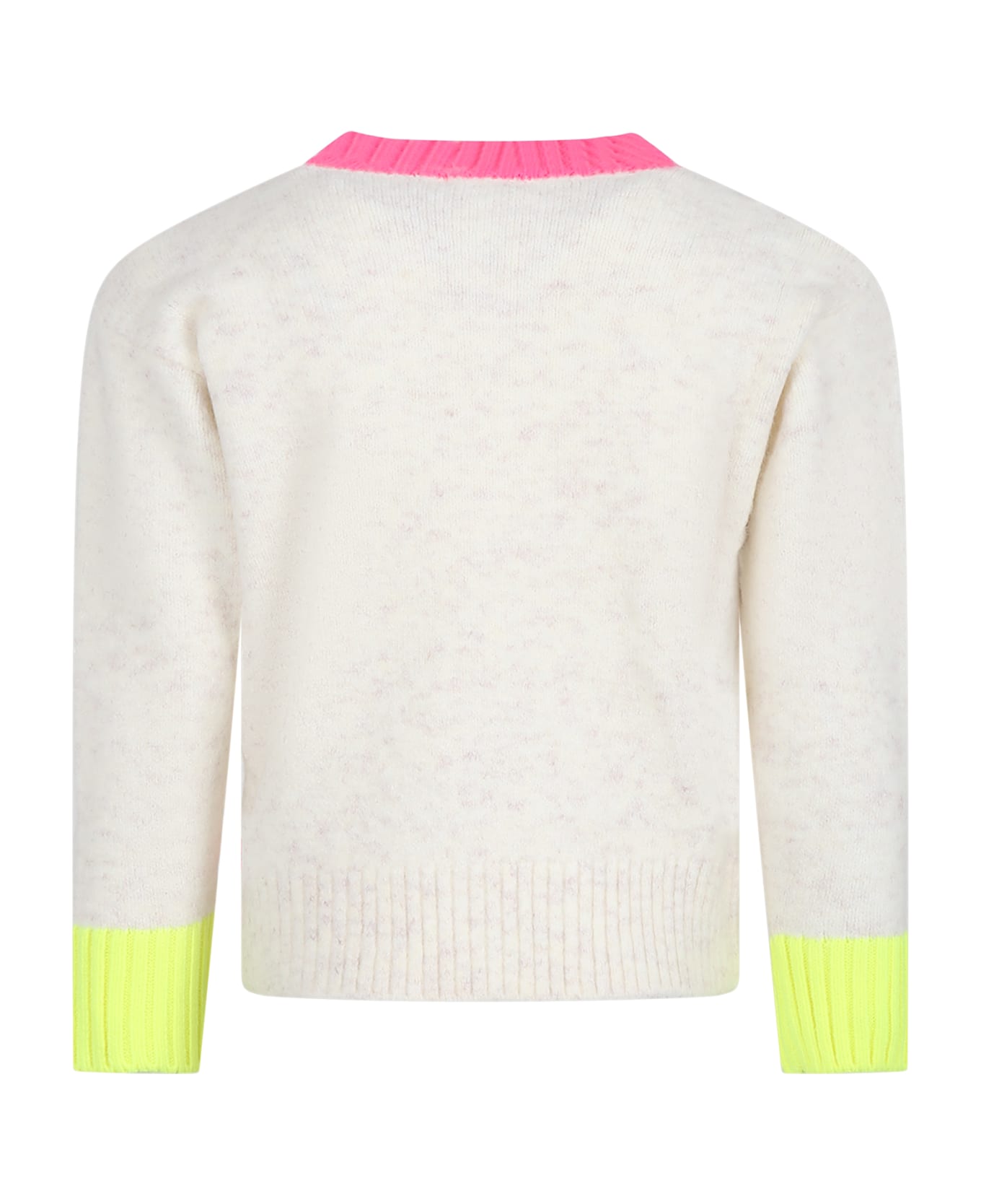 Billieblush Melange Ivory Sweater With Rainbow For Girl - Ivory