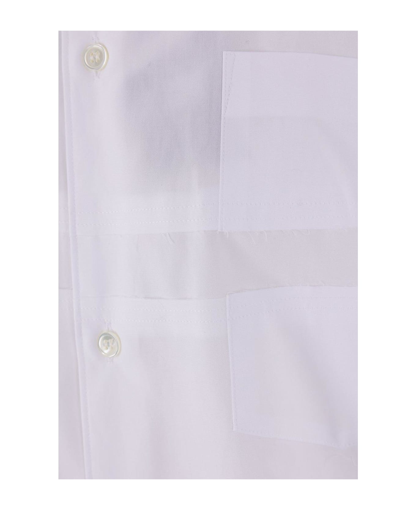 Comme des Garçons Cut-out Curved Hem Shirt - White