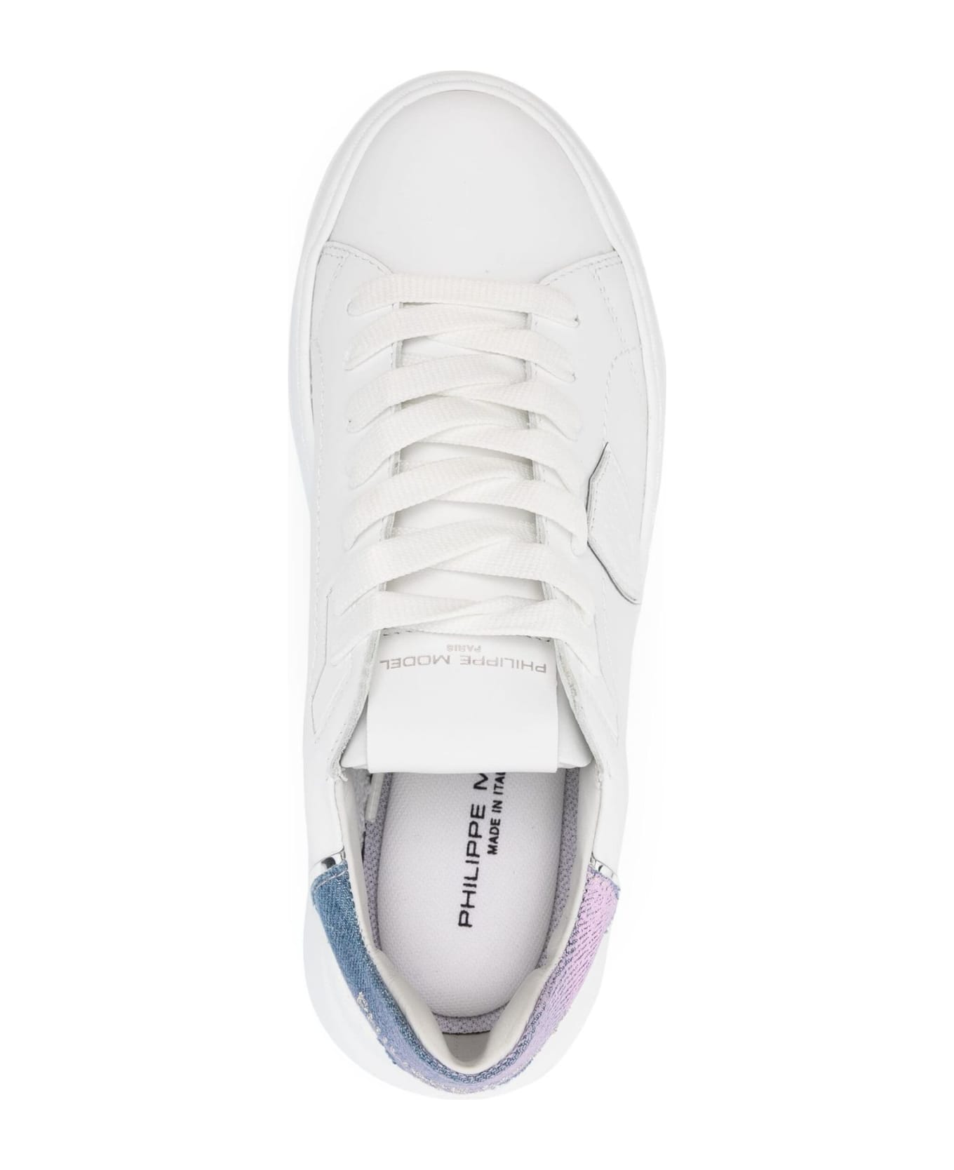 Philippe Model Tres Temple Sneaker White And Light Blue - White