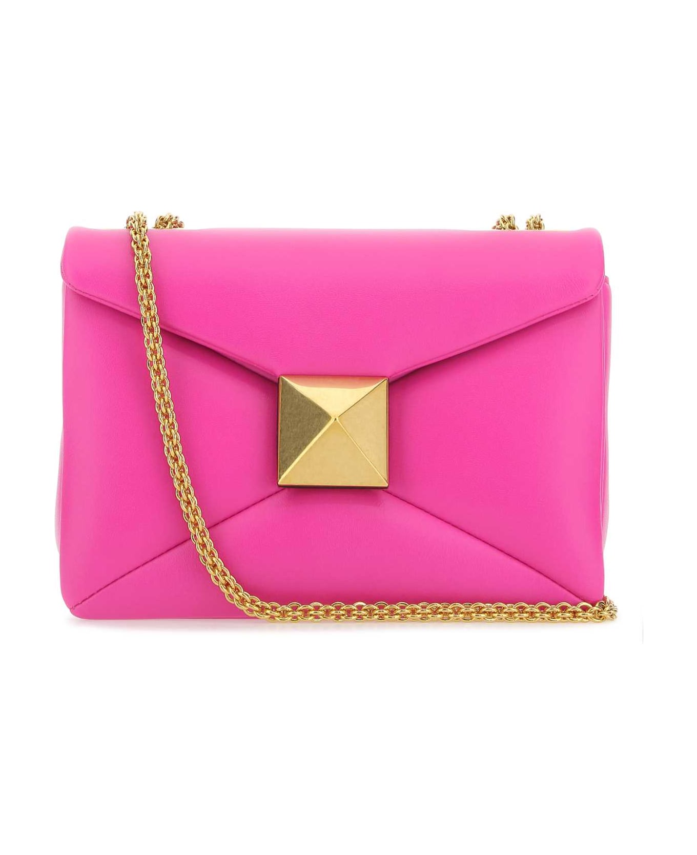 【関税&送料込】Valentino Garavani Pastel Pink Georgette Dre Valentino Garavani Rockstud chain shoulder bag pink gold
