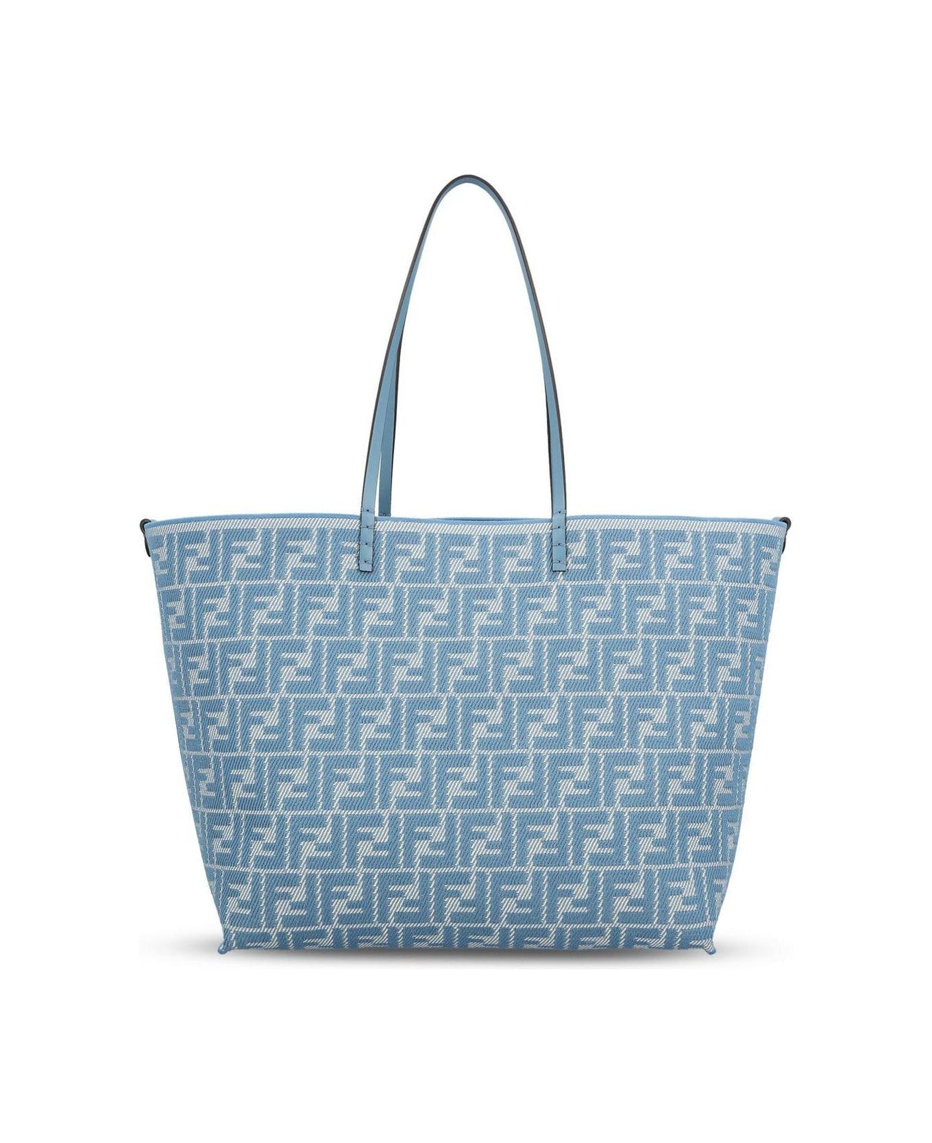 Fendi Roll Striped Large Reversible Tote Bag - Light Blue