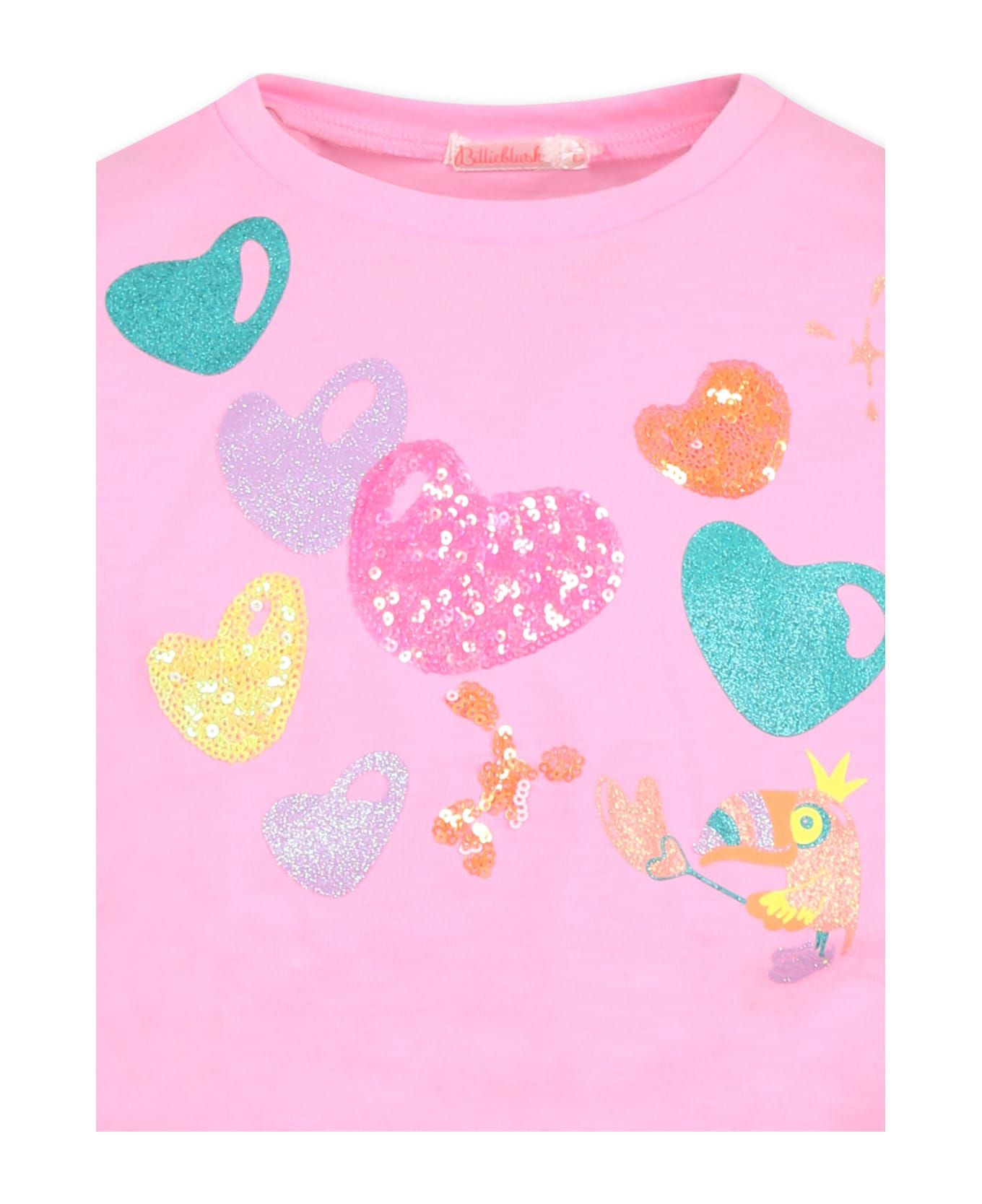 Billieblush Pink Crop T-shirt For Girl With Hearts - Pink