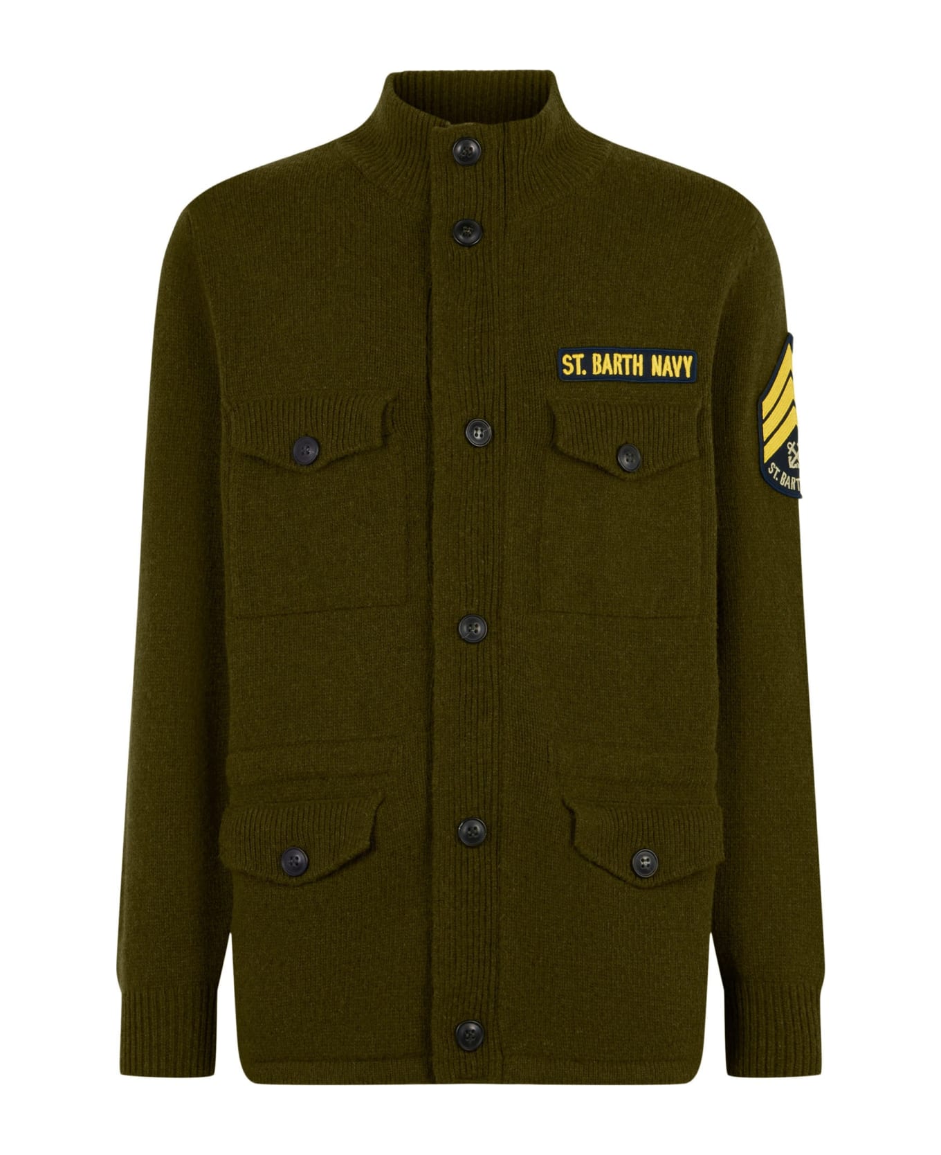 MC2 Saint Barth Knitted Field Jacket With Patch - GREEN