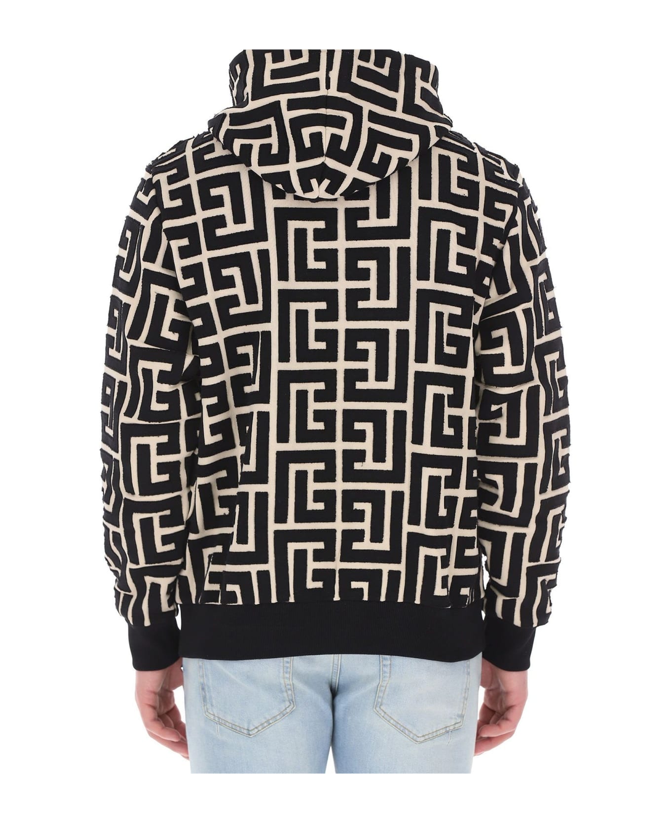 Balmain Monogrammed Hooded Sweatshirt - Beige