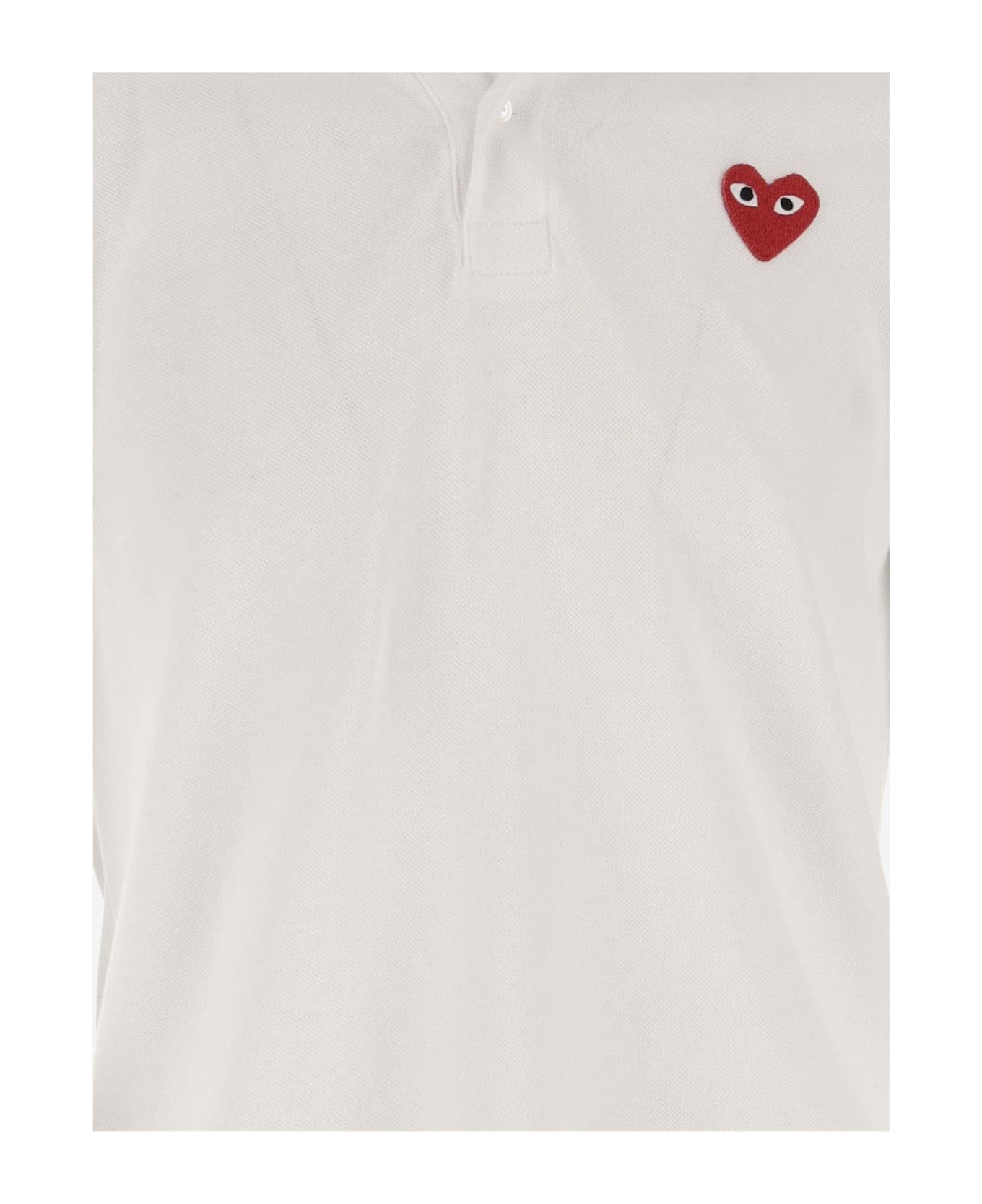 Comme des Garçons Cotton Polo Shirt With Logo - White