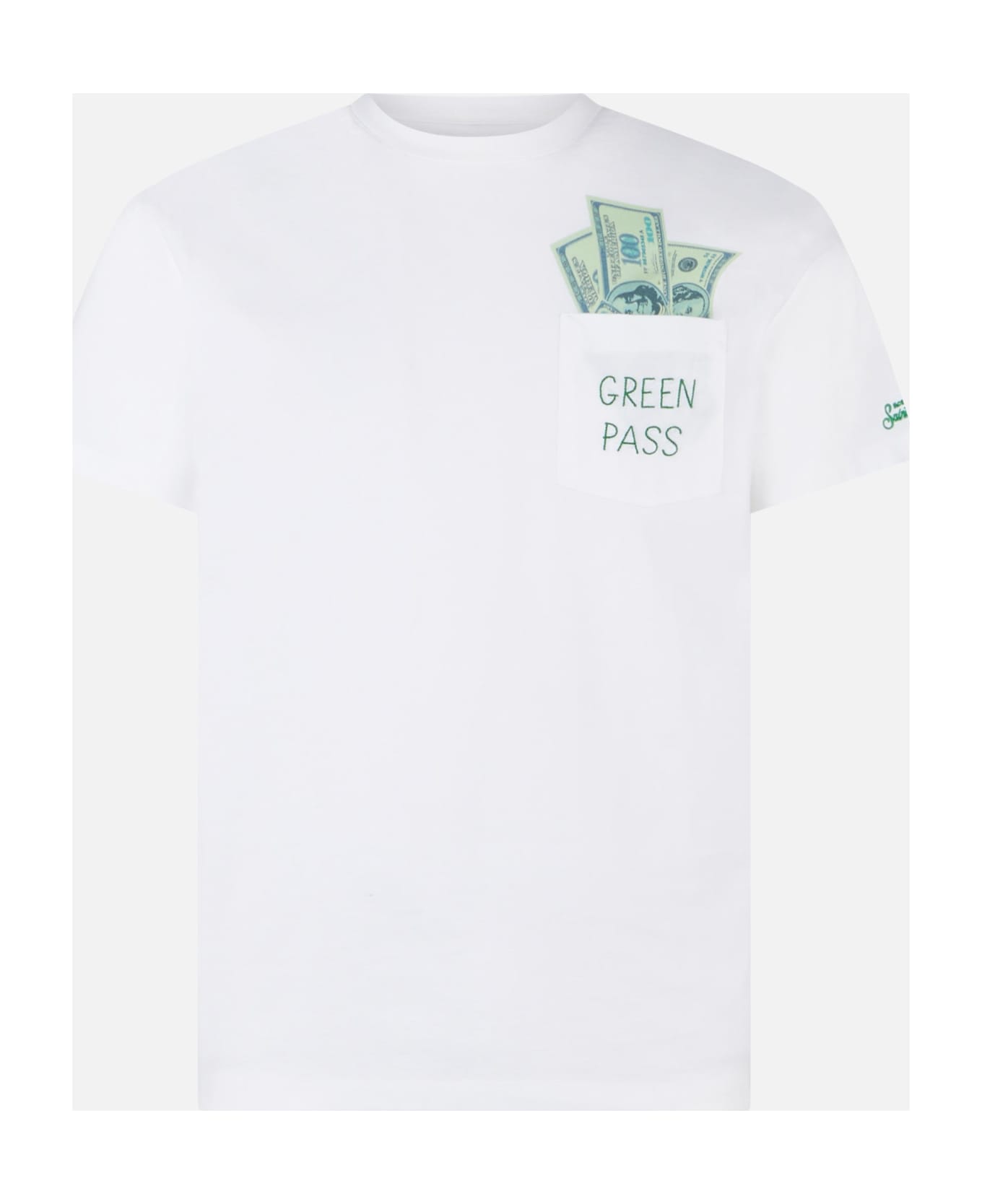 MC2 Saint Barth Green Pass Print Cotton T-shirt - WHITE