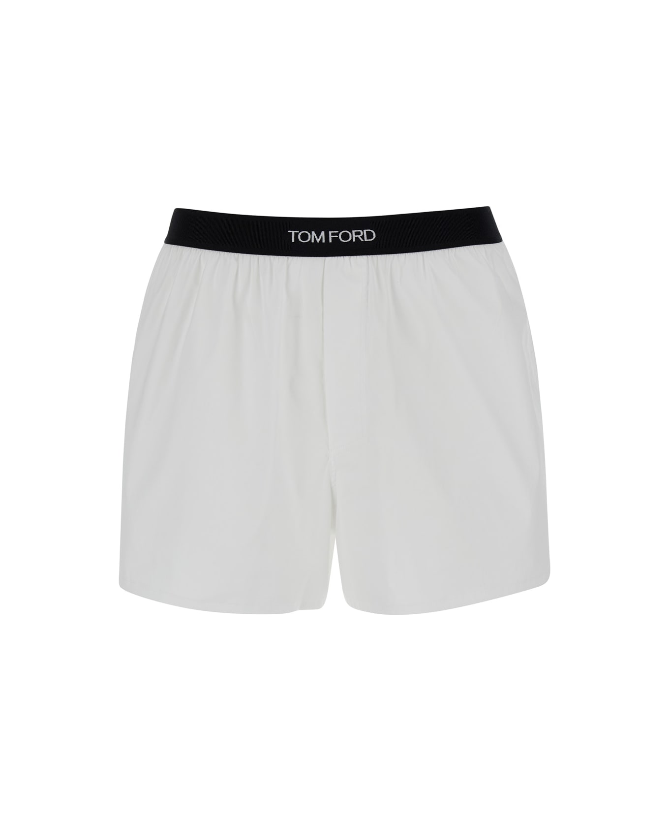 Tom Ford White Briefs With Branded Band In Tech Fabric Man - White