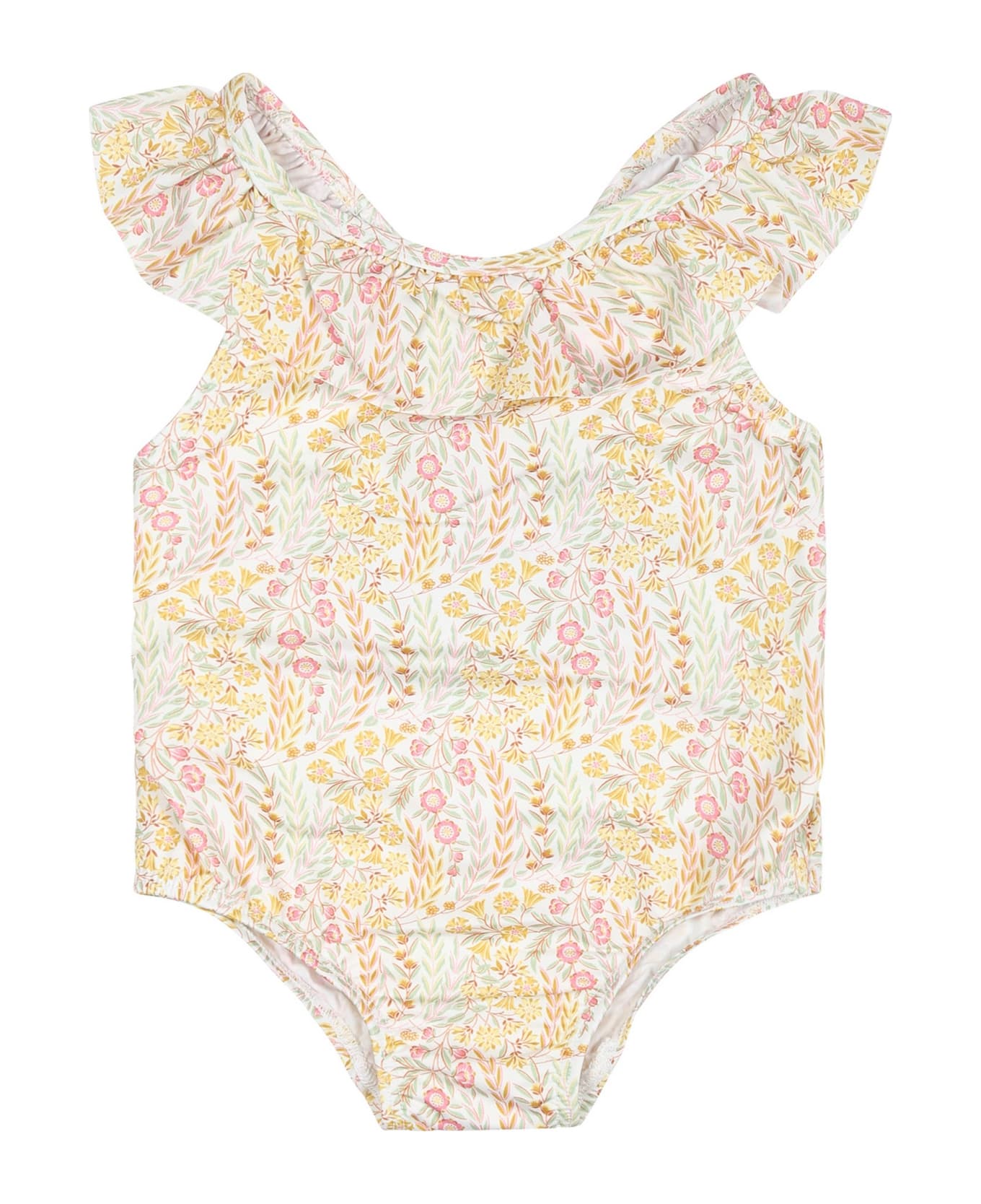 Tartine et Chocolat Ivory One-piece Swimsuit For Baby Girl With Liberty Fabric - Ivory