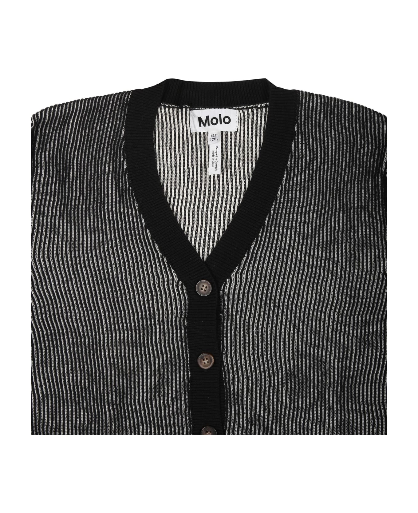 Molo Black Cardigan For Girl With Logo - Black
