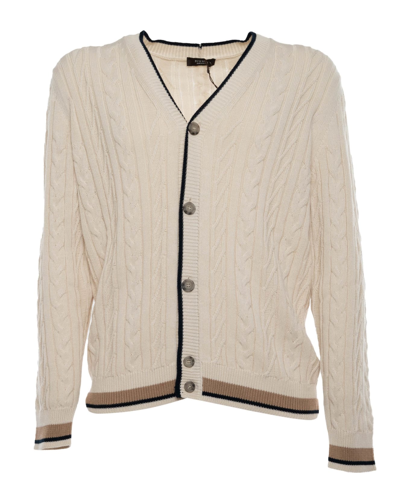 Peserico Cable Knit Cardigan - CREAM