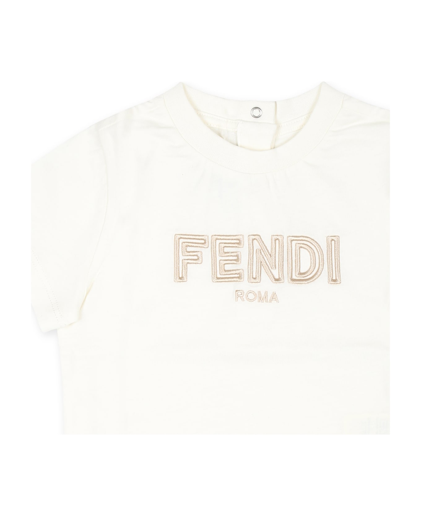 Fendi White T-shirt For Bbaykids With Fendi Logo - White