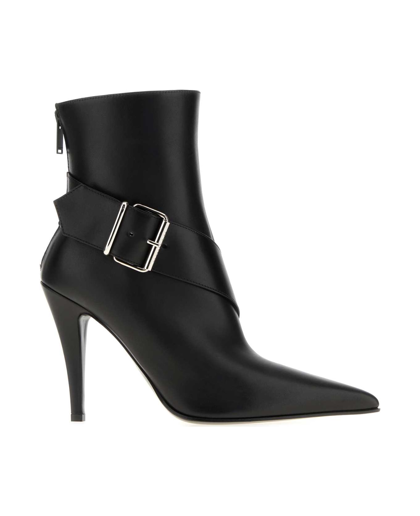 Alexander McQueen Black Leather Ankle Boots - BLACKSILVER