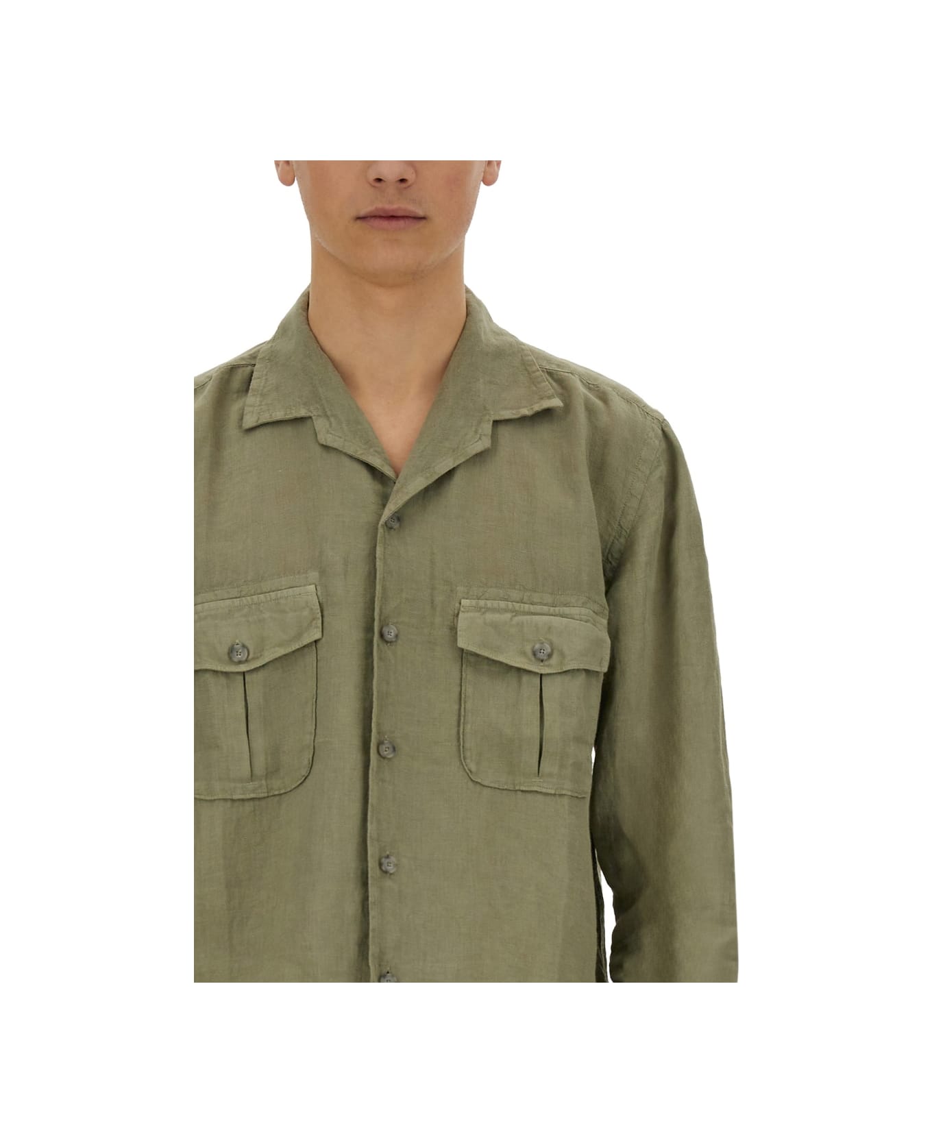 120% Lino Slim Fit Shirt - GREEN