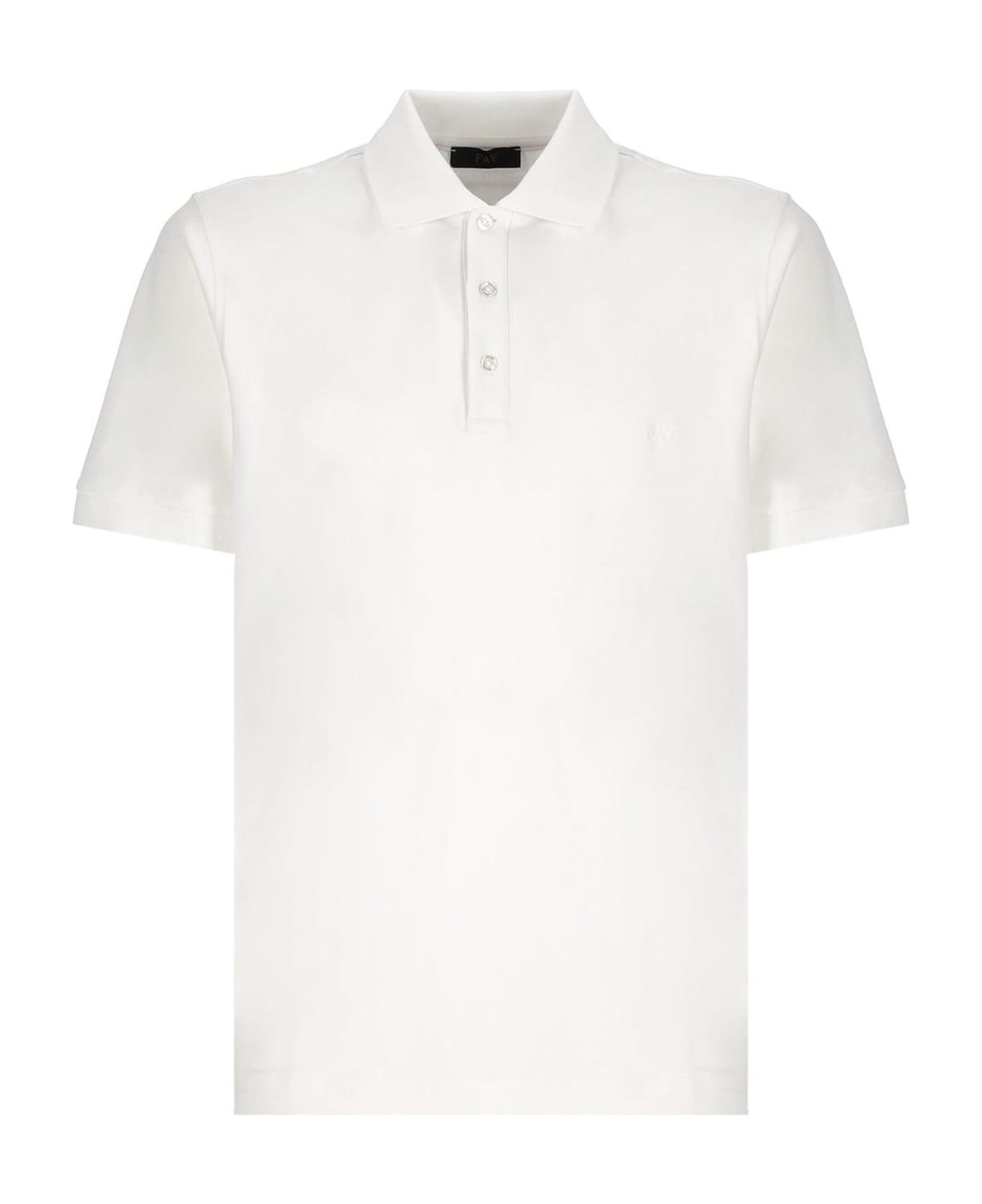 Fay White Cotton Polo Shirt - White