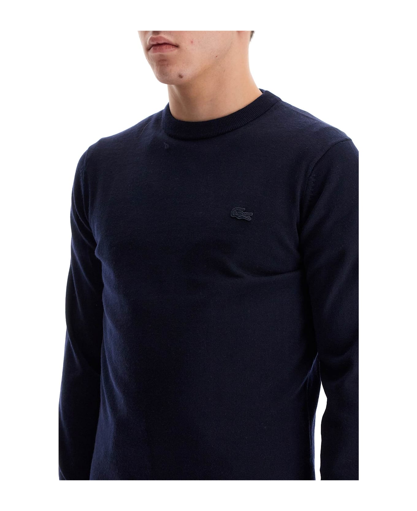 Lacoste Wool Crewneck Pullover - BLUE NAVY (Blue)