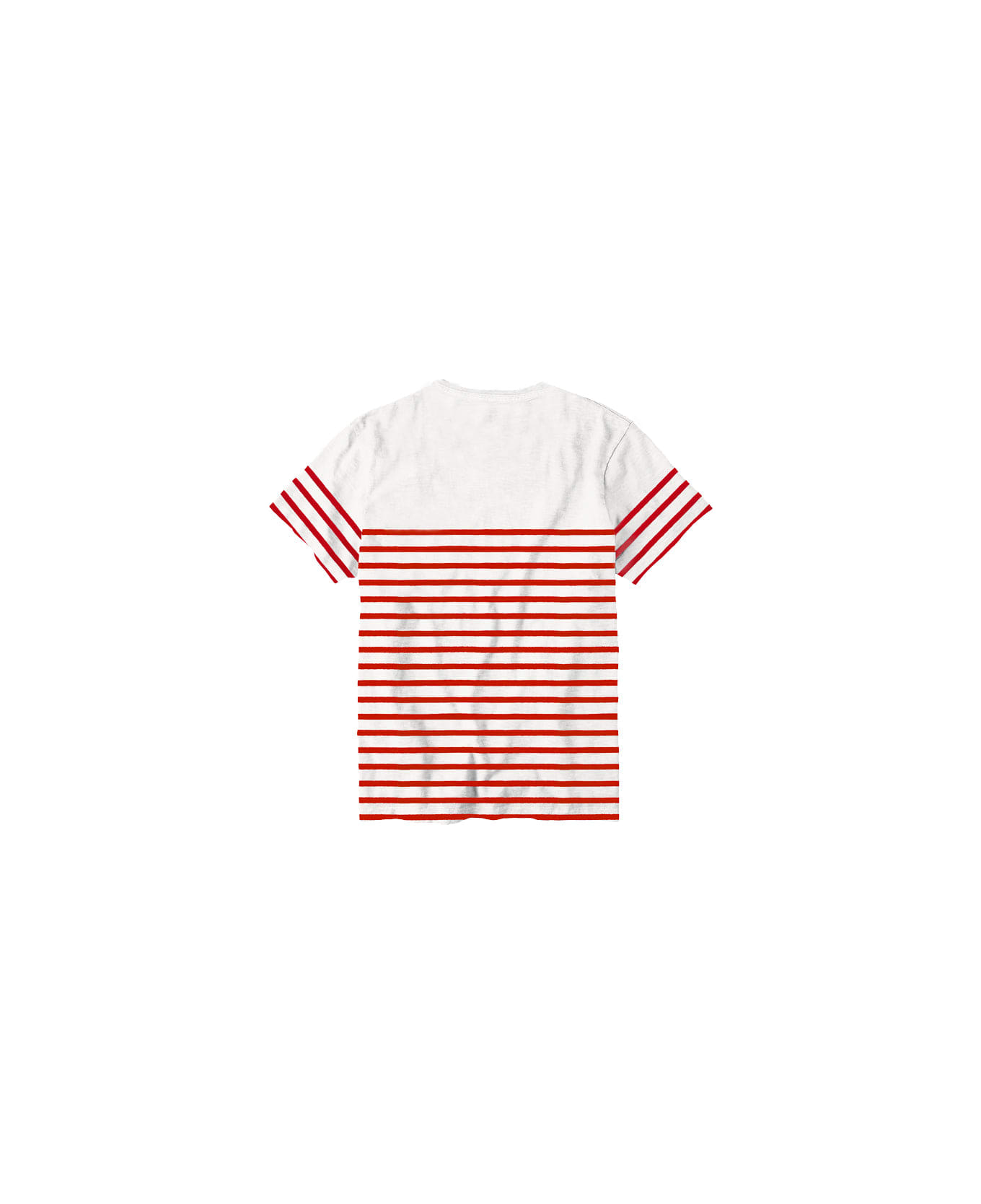 MC2 Saint Barth Embroidered Cotton T-shirt Red Striped - WHITE