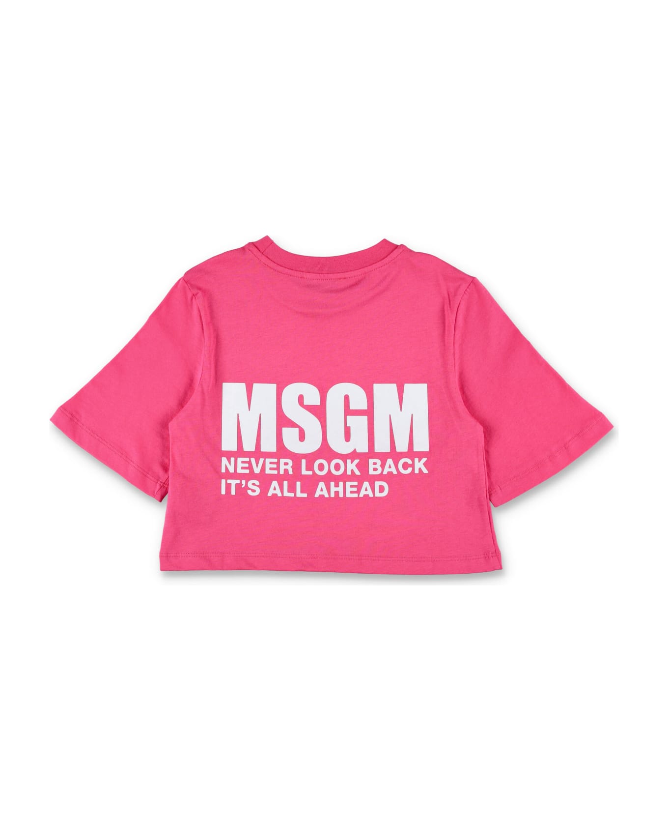 MSGM Logo Cropped T-shirt - FUCSIA/FUCHSIA Tシャツ＆ポロシャツ