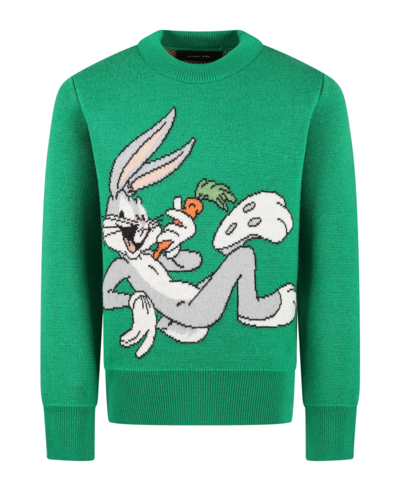 Alanui Green Sweater For Kids With Bugs Bunny - Green