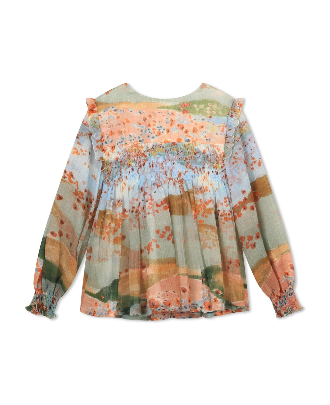 Chloé Ceremony Graphic Printed Ruffled Detail Blouse - Multicolor