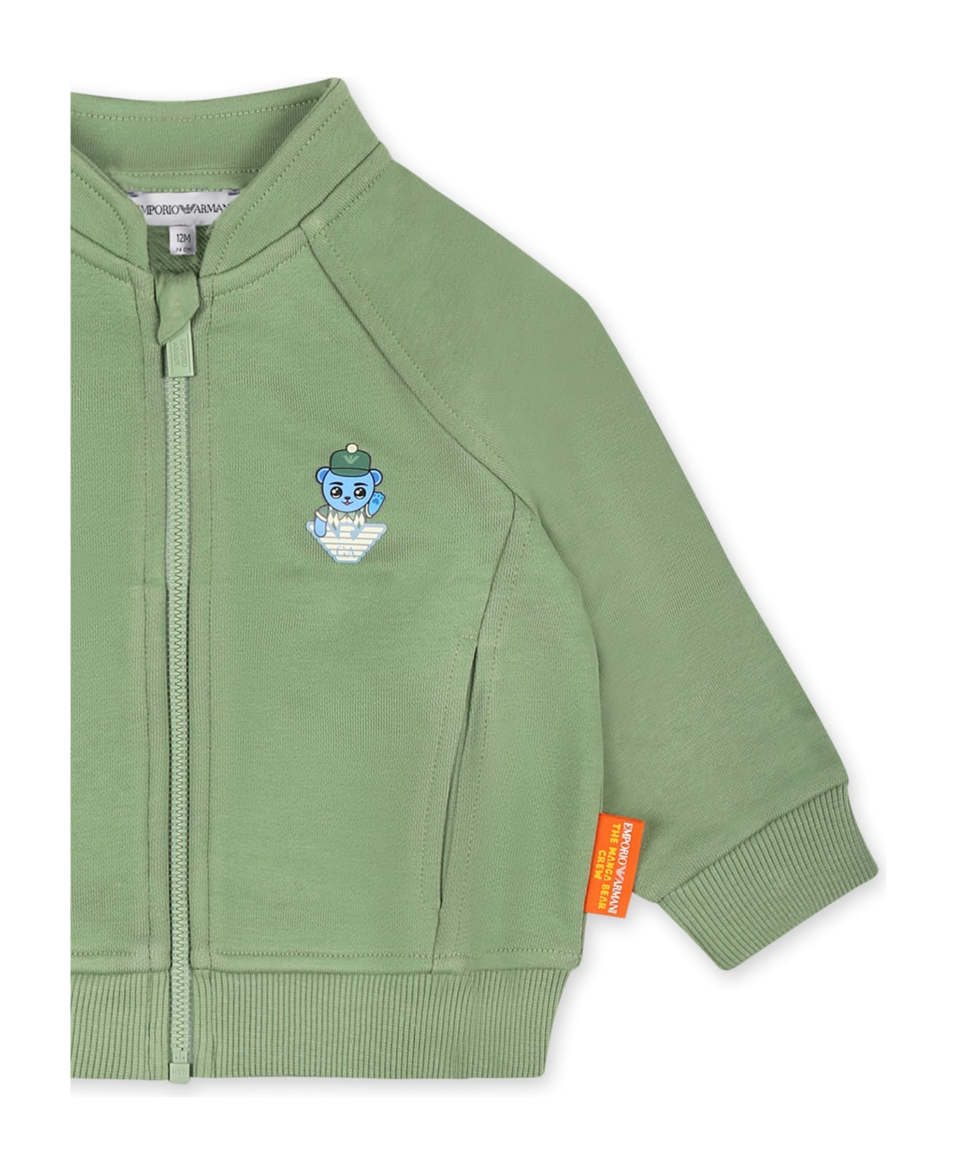 Emporio Armani Green Sweatshirt For Baby Boy With Manga Bear - Green
