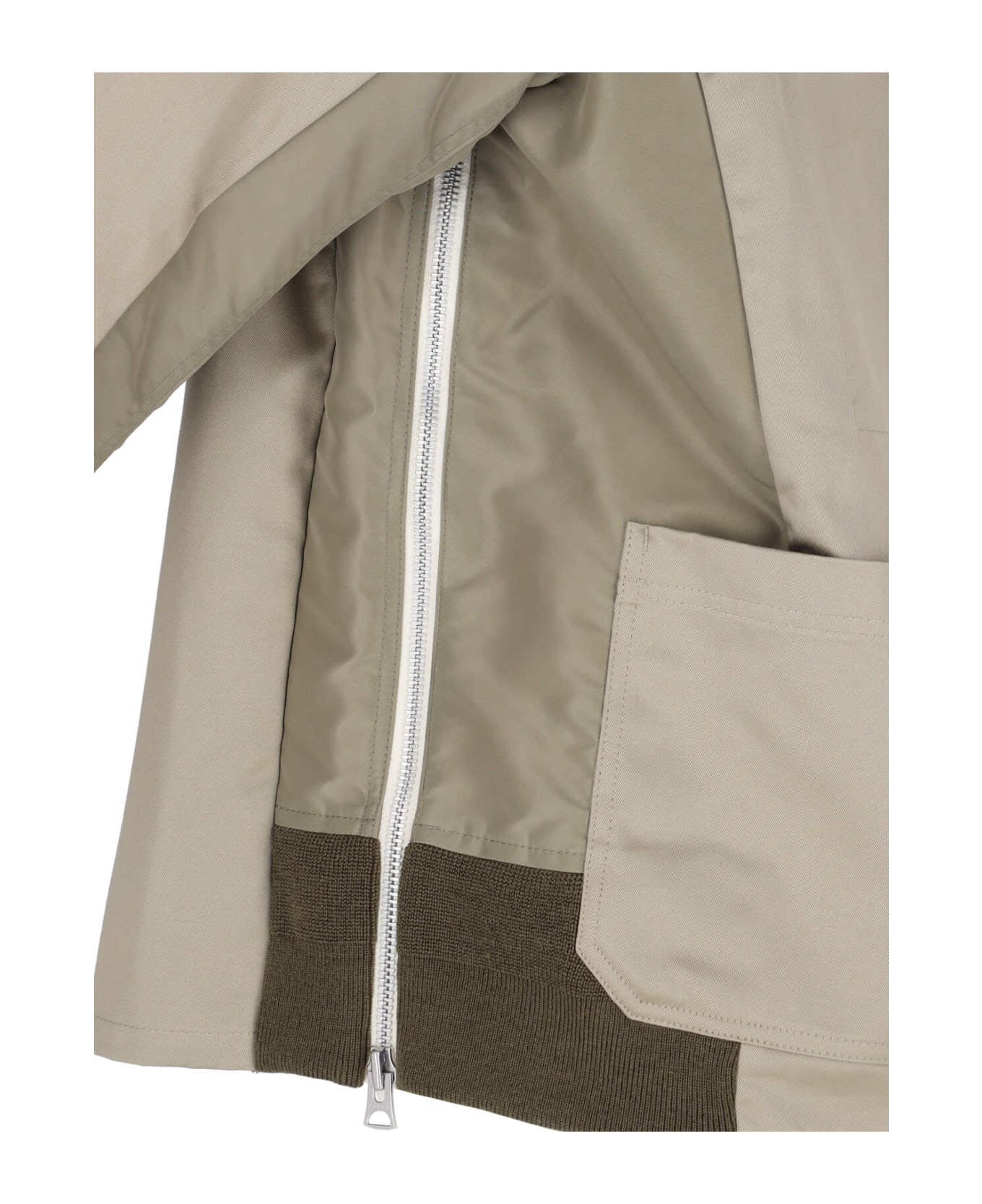 Sacai Nylon Detail Shirt Jacket - Beige×l/khaki