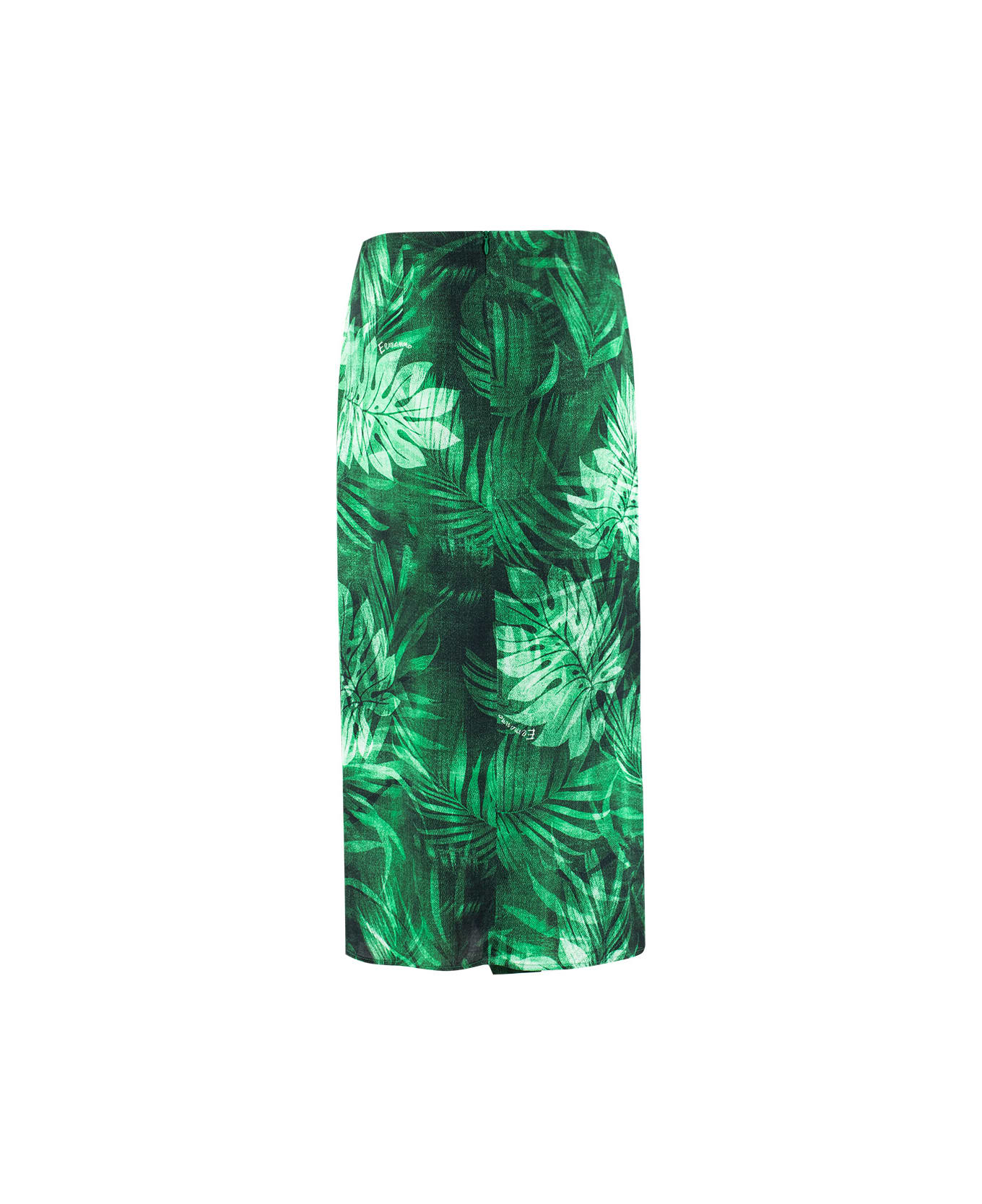 Ermanno Firenze Skirt - GREEN/BLACK/OFF WH