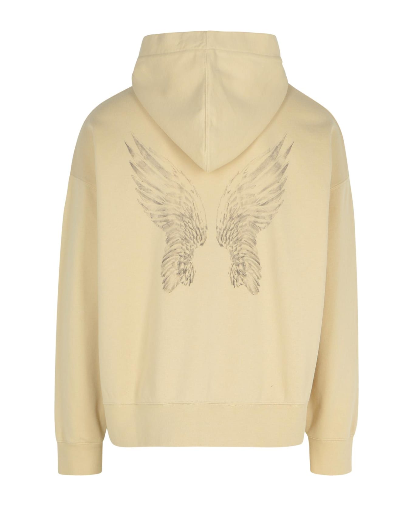 Palm Angels 'portrait' Beige Cotton Sweatshirt - LIGHT BEIGE DARK