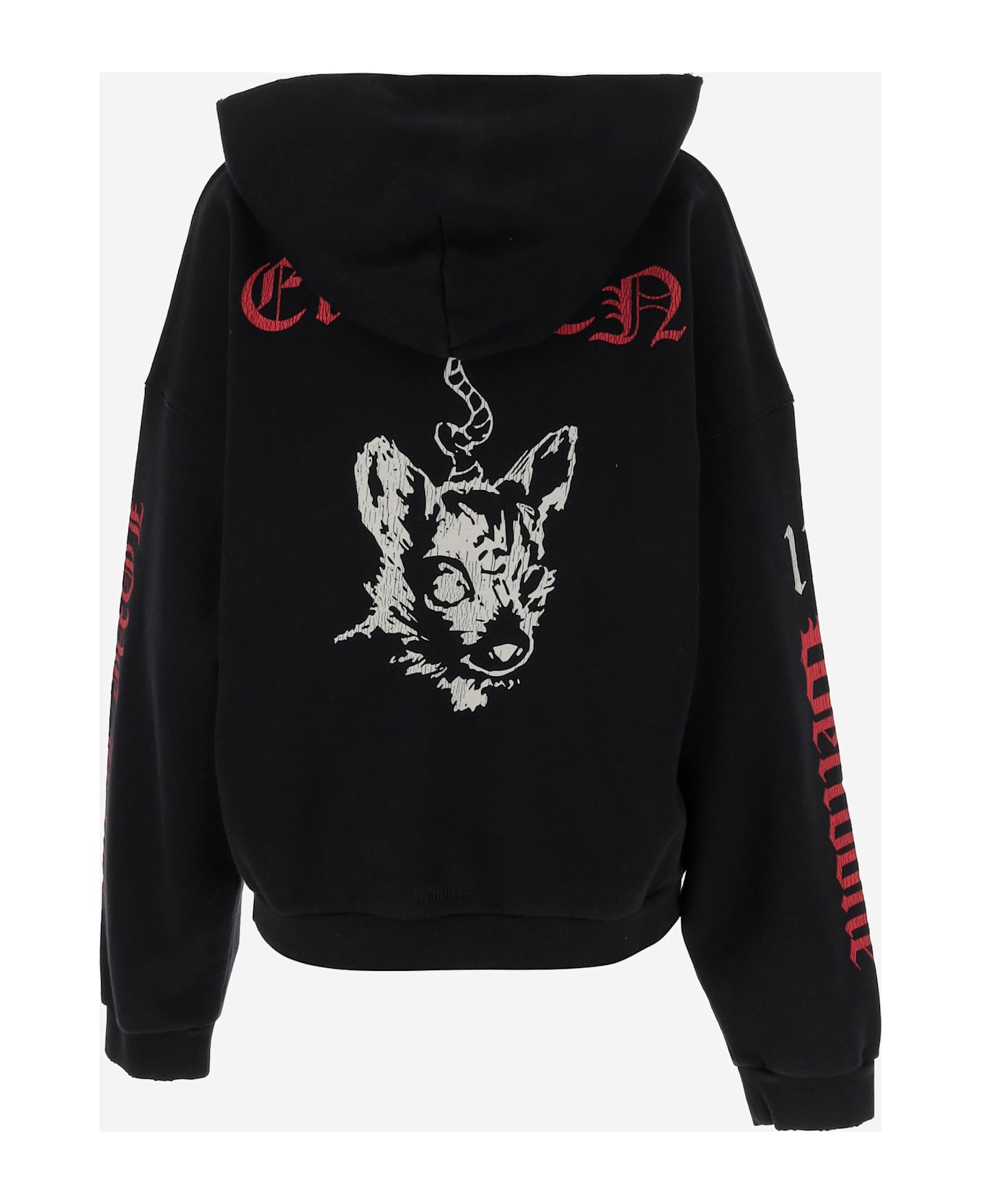 WE11 DONE Cotton Sweatshirt With Elleven Pattern - Black