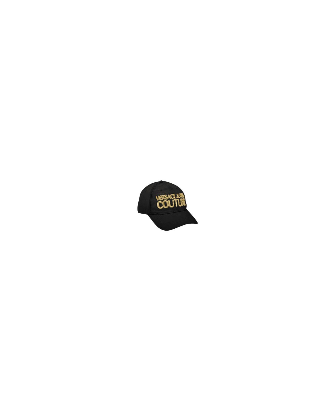 Versace Jeans Couture Men
s Hat With Gold Logo - Black