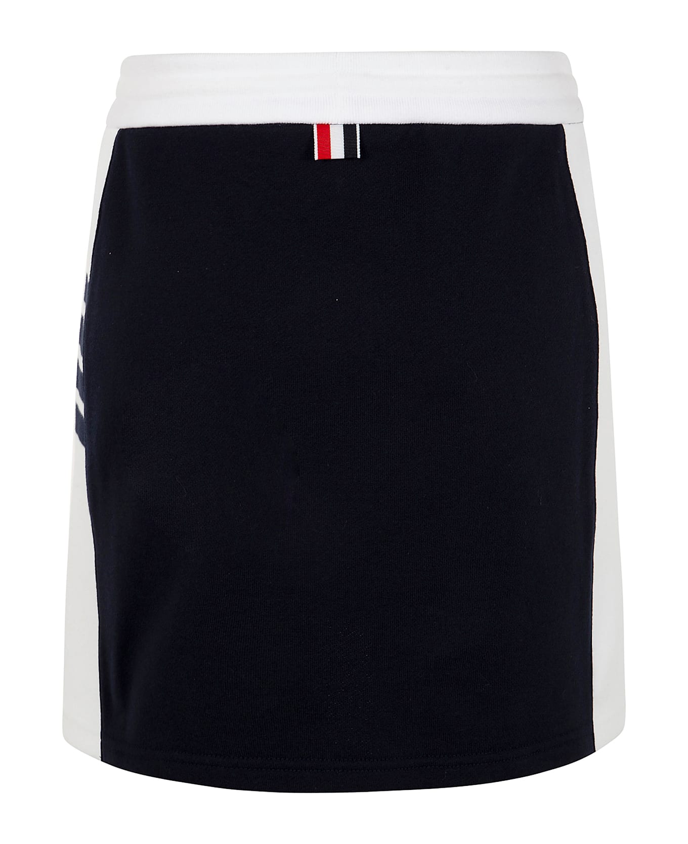 Thom Browne Mini Skirt W/ Engineered 4 Bar In Blocked Classic Solid Classic Loopback Jersey - Navy
