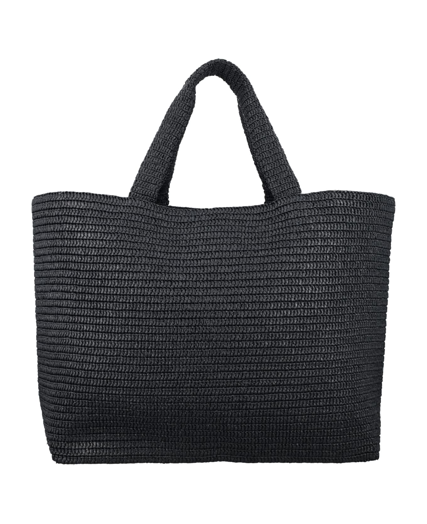 Saint Laurent Tote Bag In Rafia - BLACK