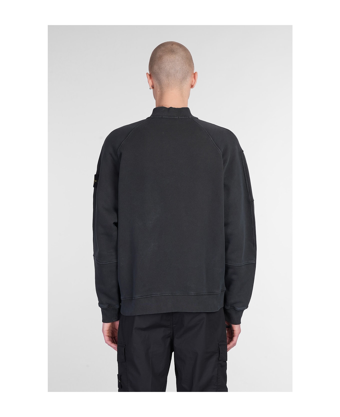Bomber Jacket In Black Cotton - Thumbnail 4