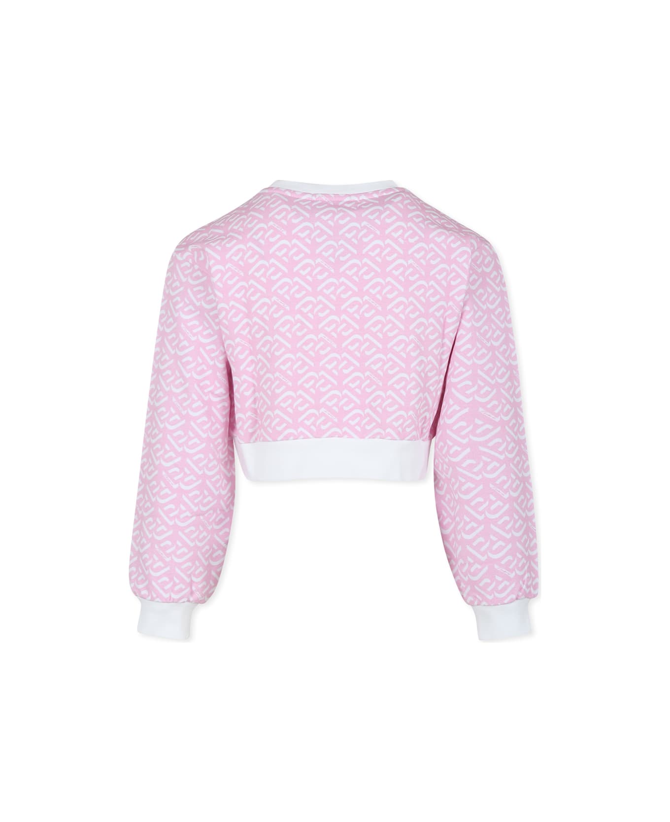 Pinko Pink Crop Sweatshirt For Girl With Logo - Pink