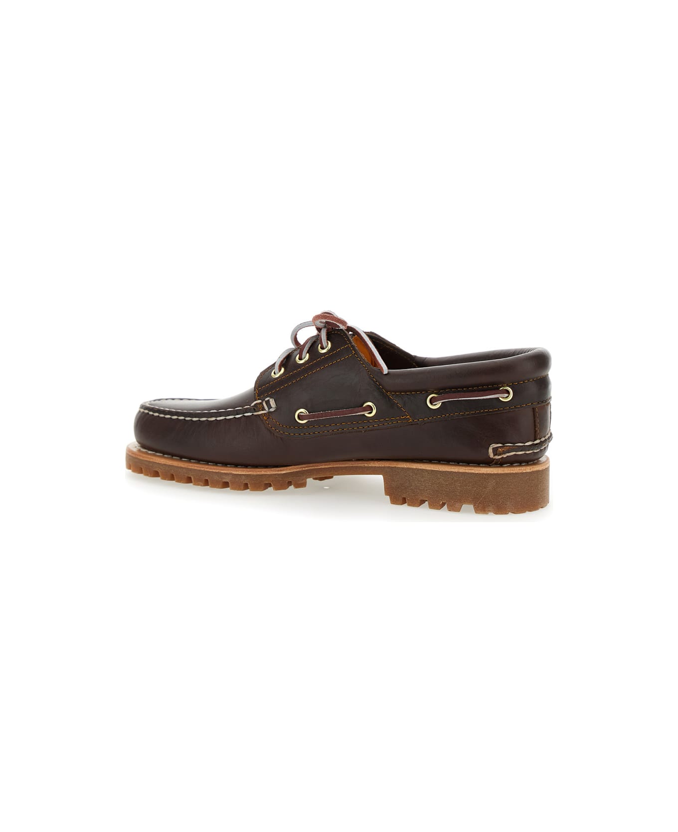 Timberland Brown Loafers With Embossed Logo On The Side And Low Block Heel In Leather Man - Brown