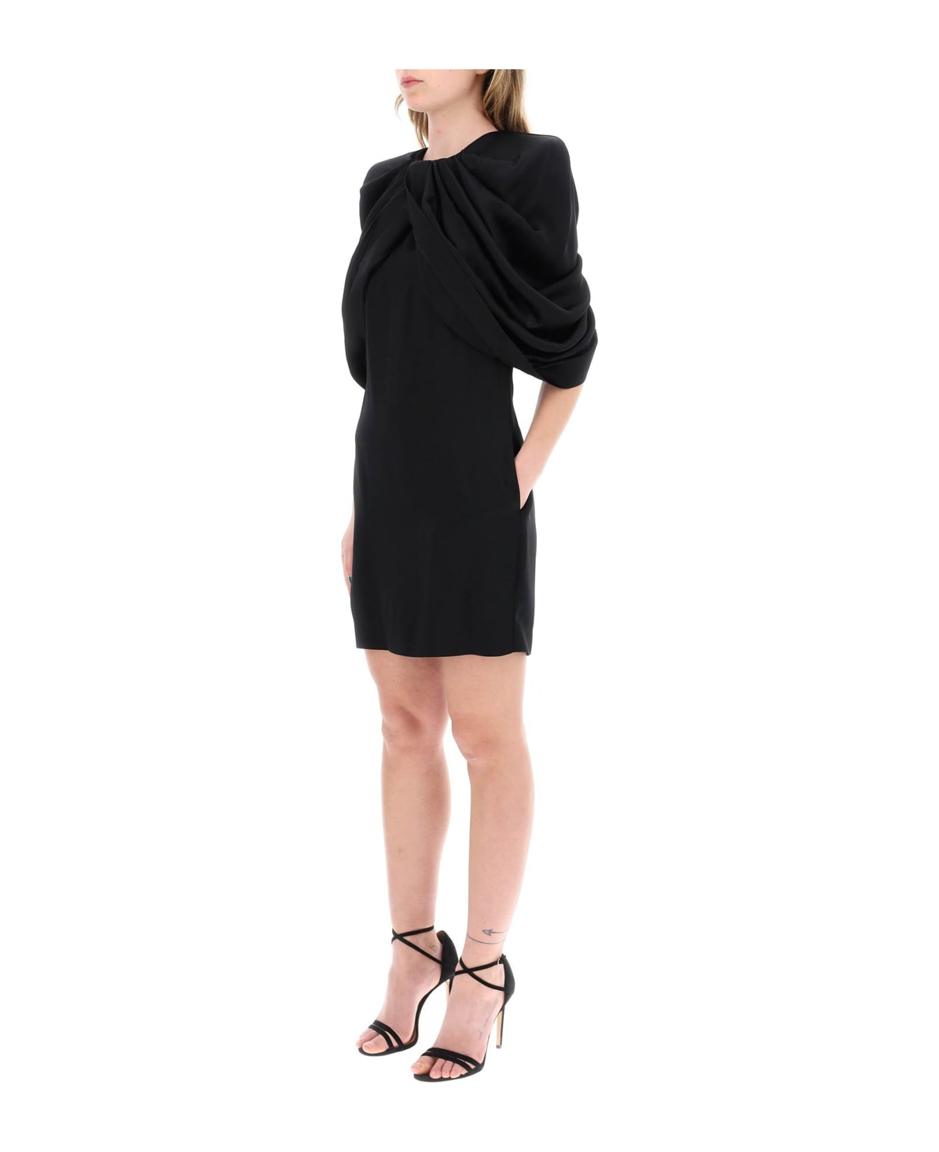 Stella McCartney Mini Dress With Petal Sleeves - BLACK (Black)