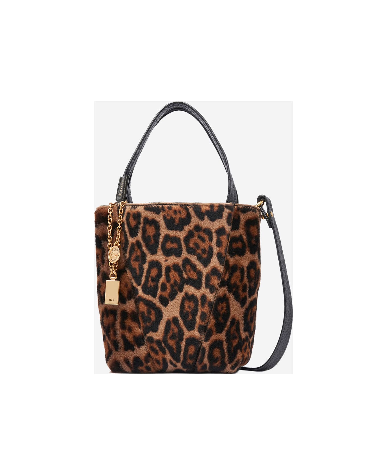 Chloé Small Sheraling Tote Bag With Animal Print - Jungle Brown