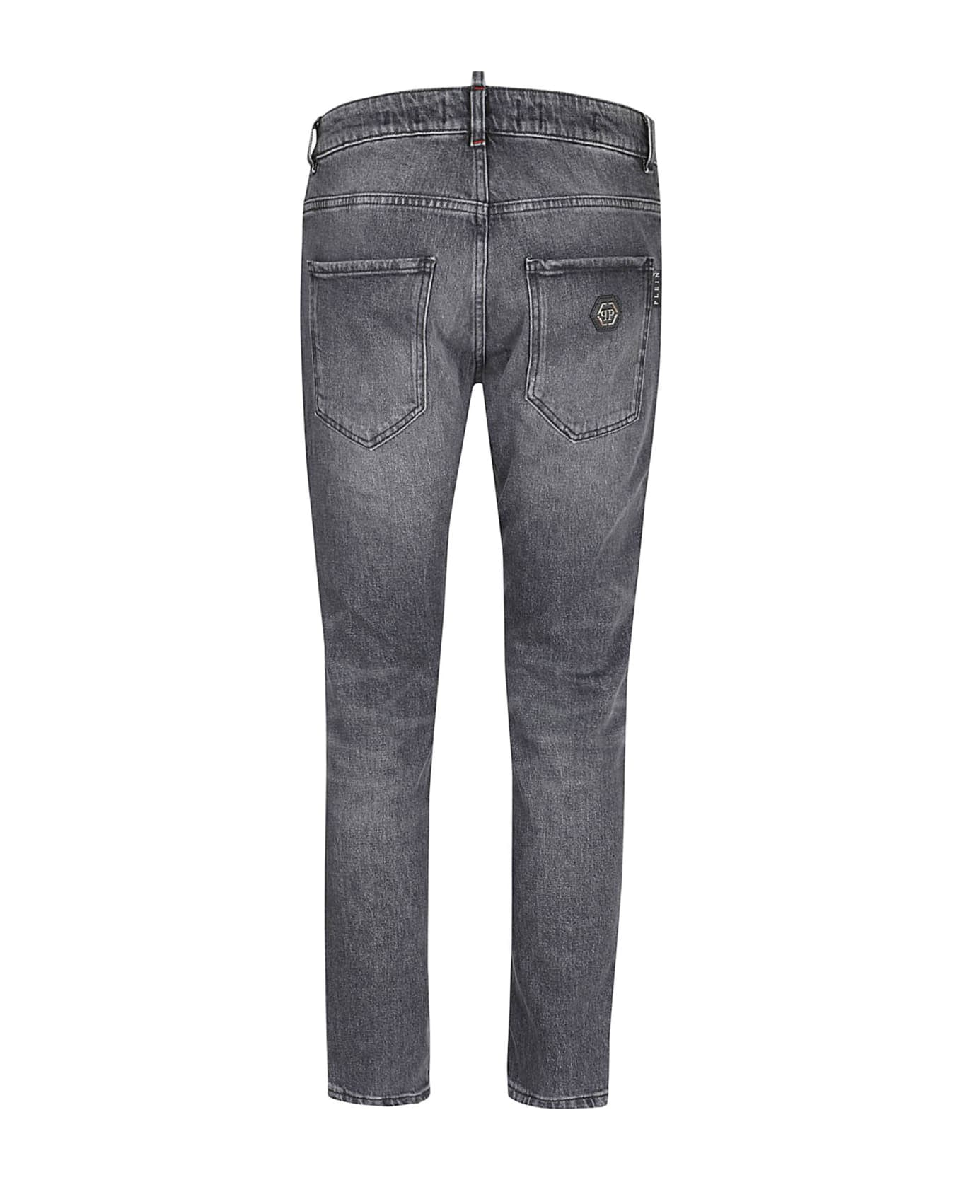 Philipp Plein Denim Trousers Skinny Fit - Ve Silver Grey デニム