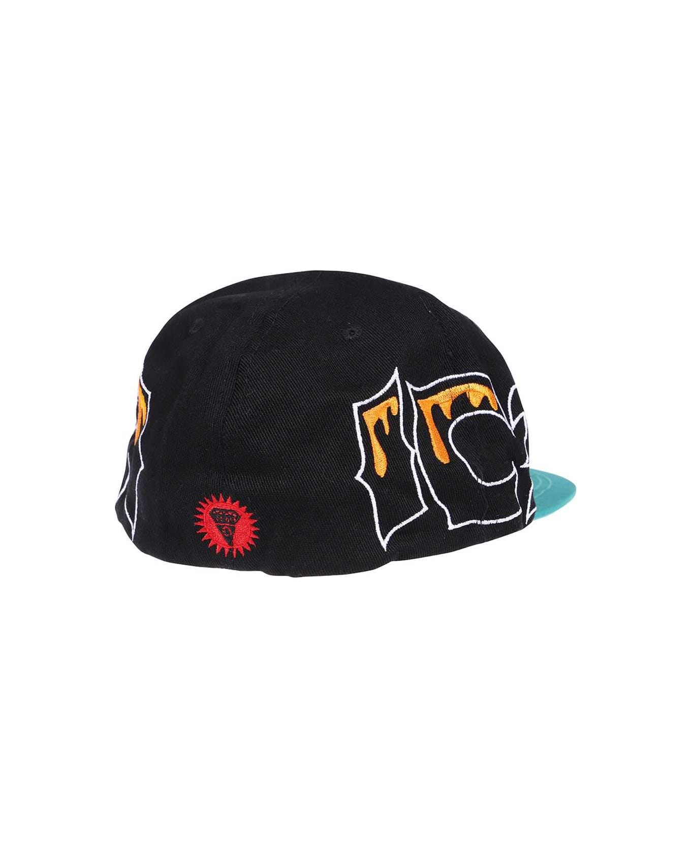 Icecream Baseball Hat With Flat Visor - black