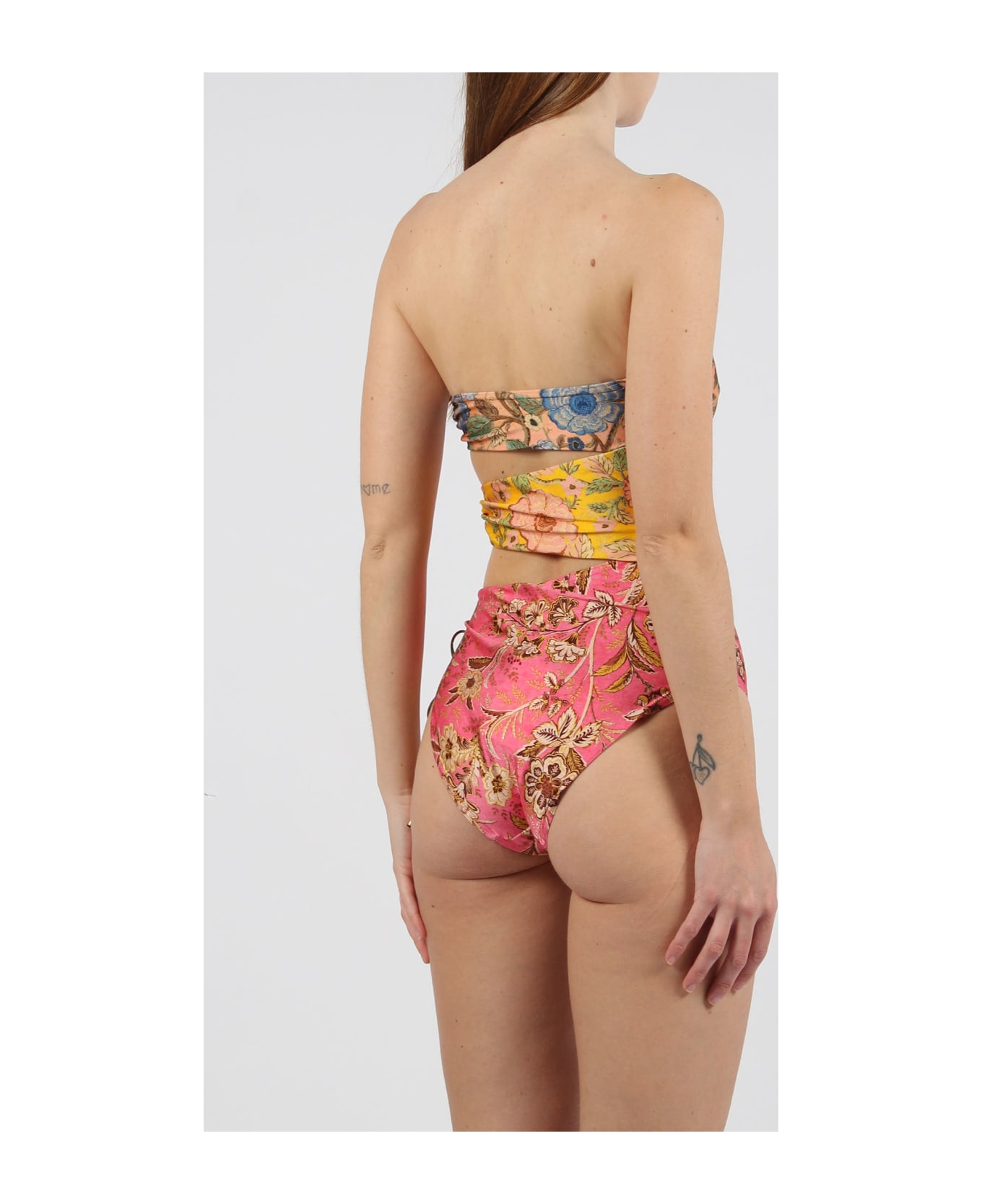 Zimmermann Junie Lace Up Cutout 1pc Swimsuit - Multicolour