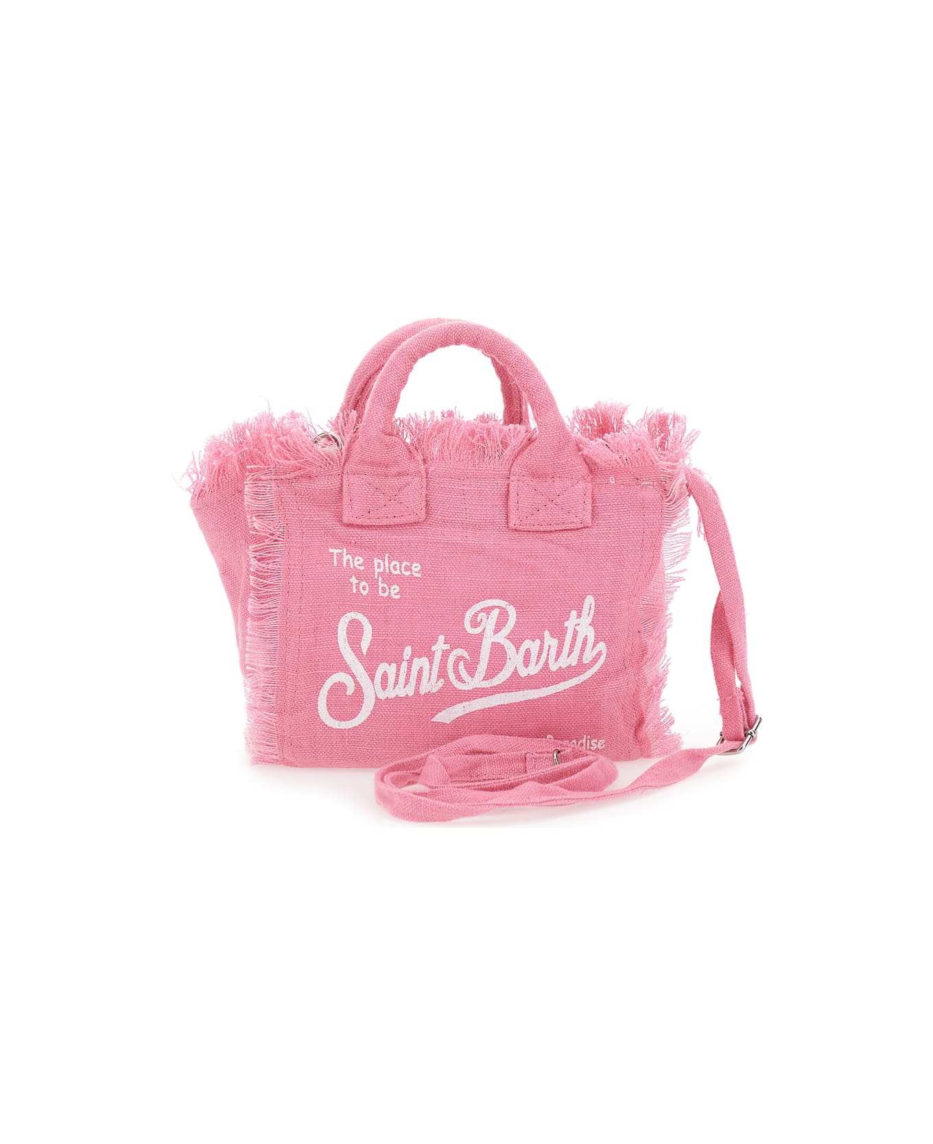 MC2 Saint Barth 'mini Vanity' Pink Handbag With Logo Embroidery On The Front And Adjustable And Removable Shoulder Strap In Linen Girl - Pink