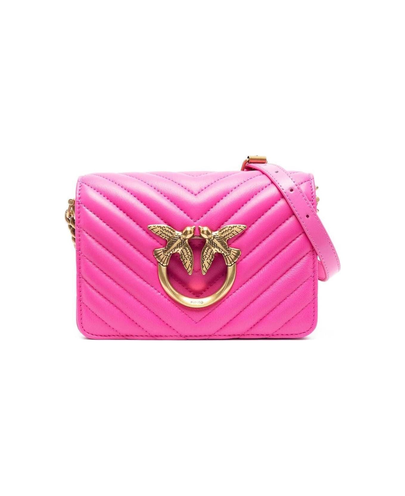 Womens Shoulder bags Pinko Shoulder bags Save 46% Pinko Love Click Shocking Chevron Leather Crossbody Bag O Woman in Pink 