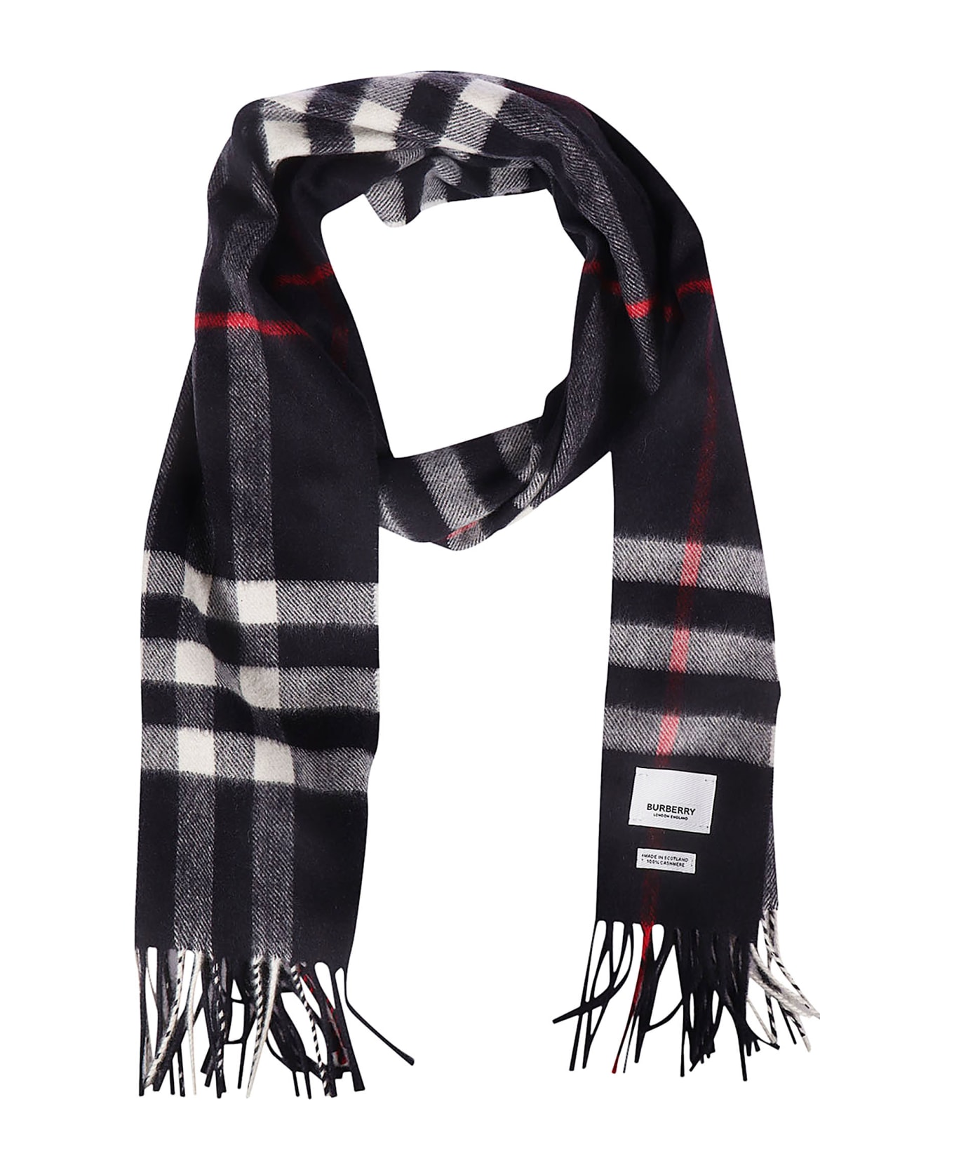 Burberry Checked Scarf - Navy