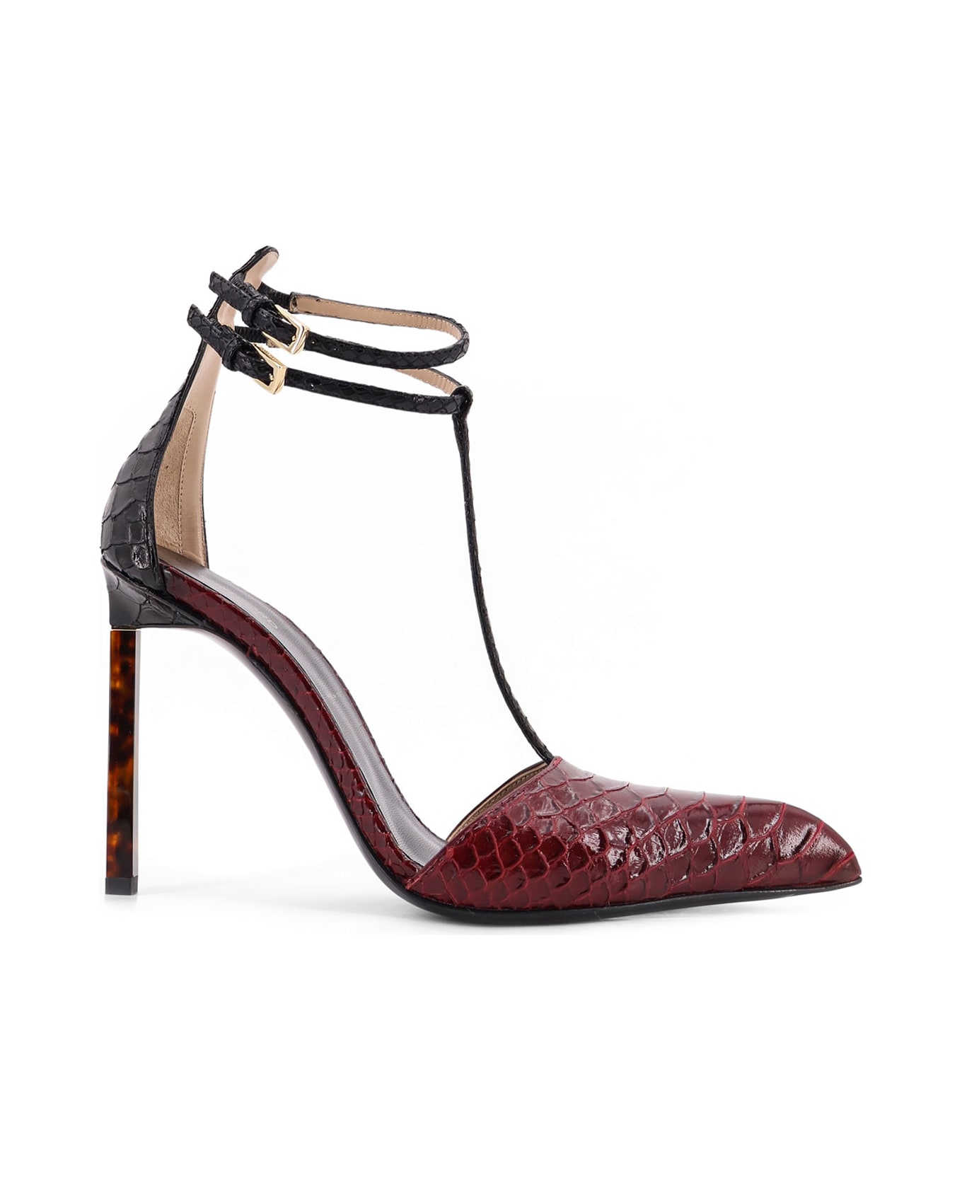 Tom Ford Python-effect Leather Pumps - RUBY RED/BLACK