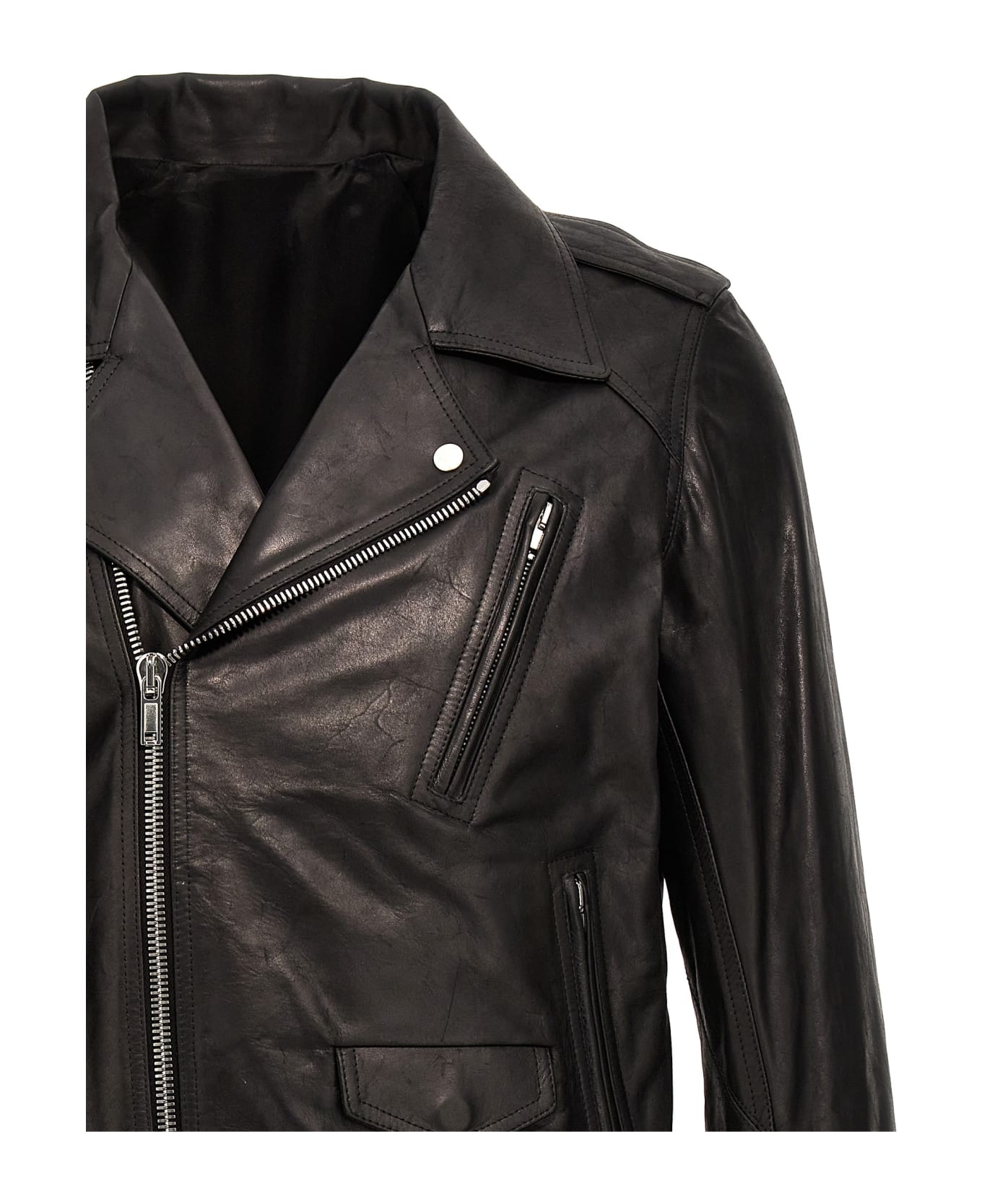 Rick Owens Leather Biker Jacket - Black レザージャケット