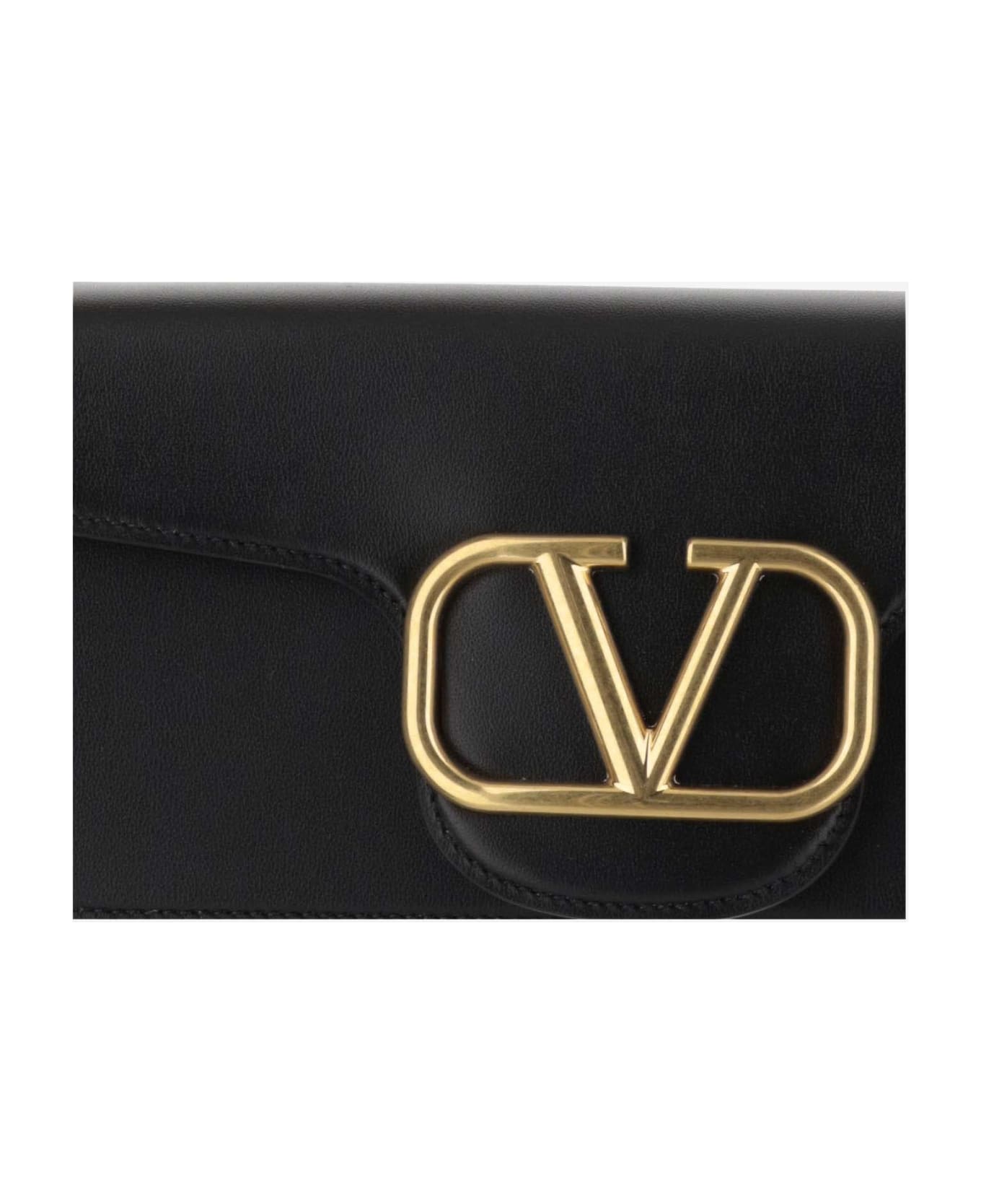 Valentino Garavani Locò Calfskin Shoulder Bag - Black
