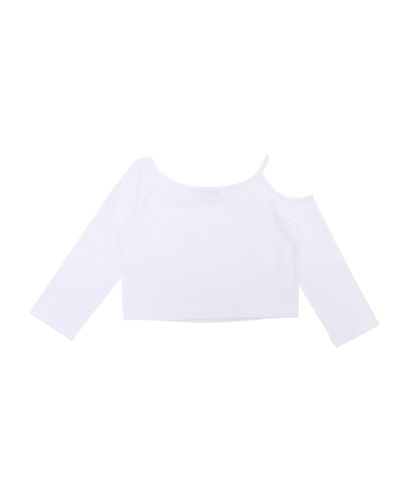 Monnalisa Long Sleeved White T-shirt - WHITE