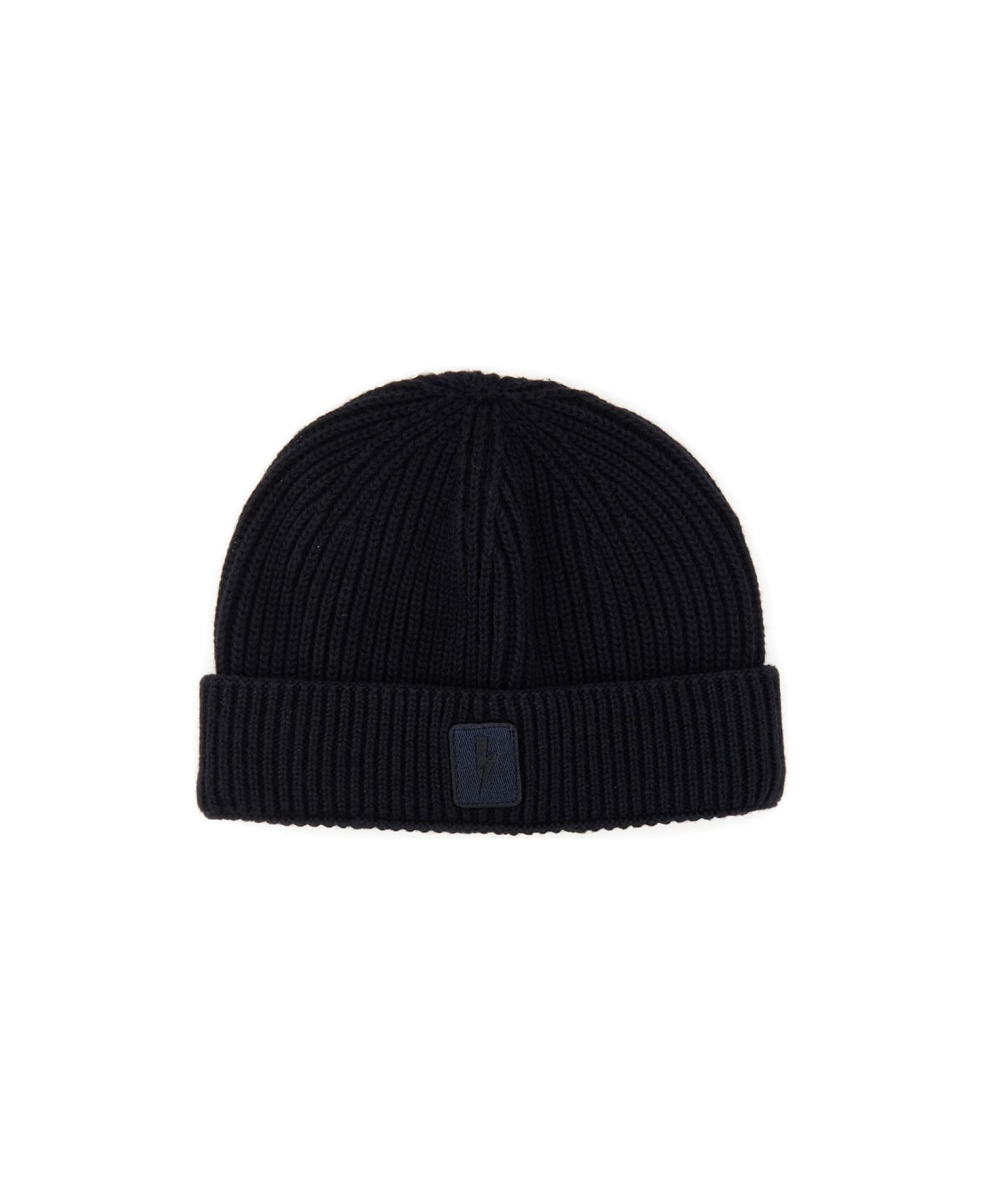 Neil Barrett Beanie Hat With Logo - BLACK