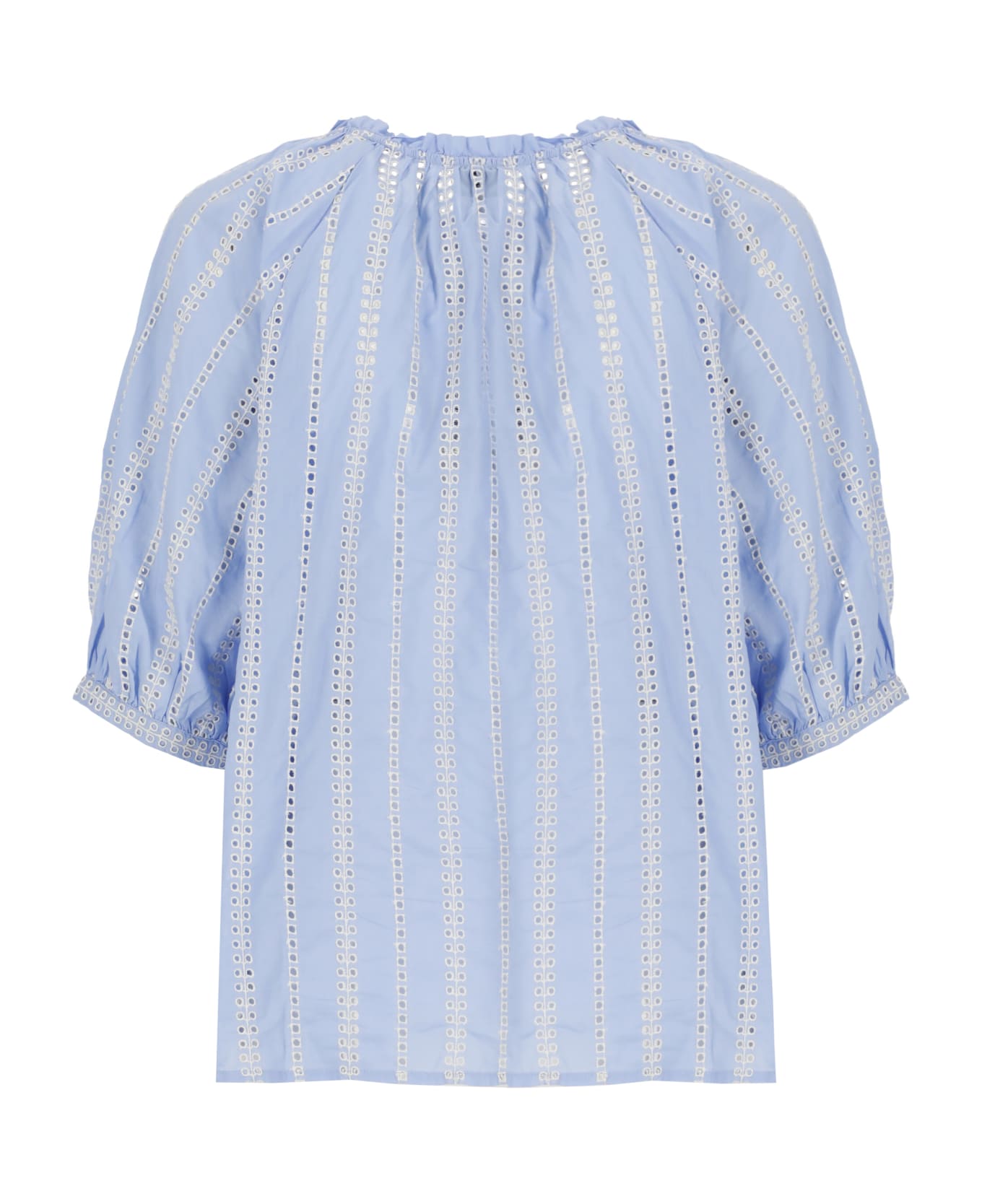 Woolrich Embroidered Short-sleeved Blouse Woolrich - Light Blue