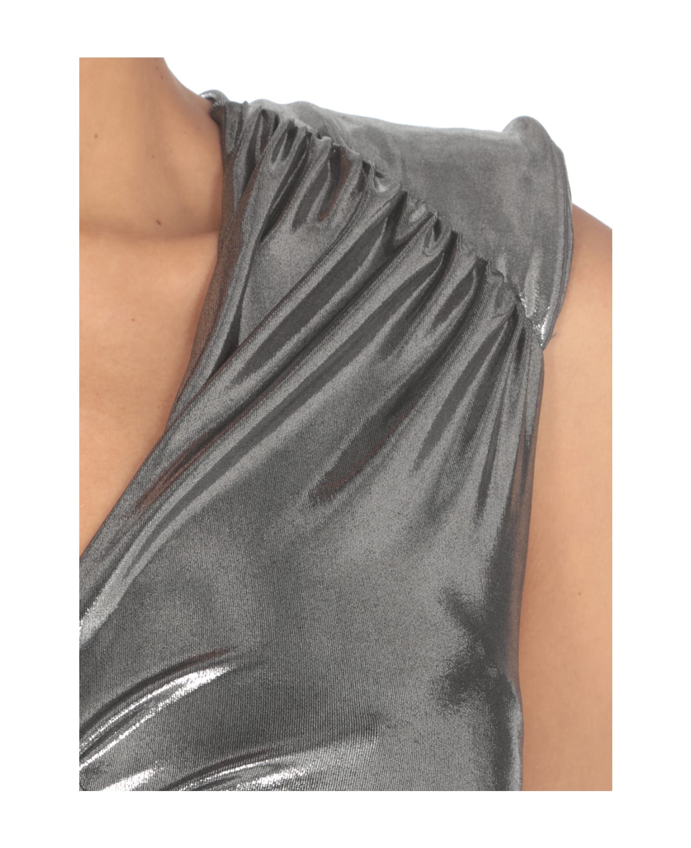 Elisabetta Franchi Metallic Jersey Short Dress - Grey