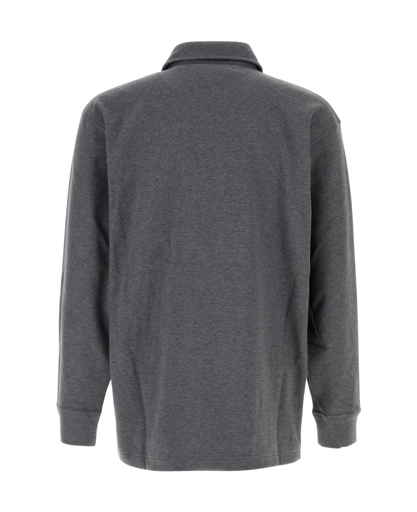 Bottega Veneta Dark Grey Cotton Polo Shirt - DARKGREYMELANGE